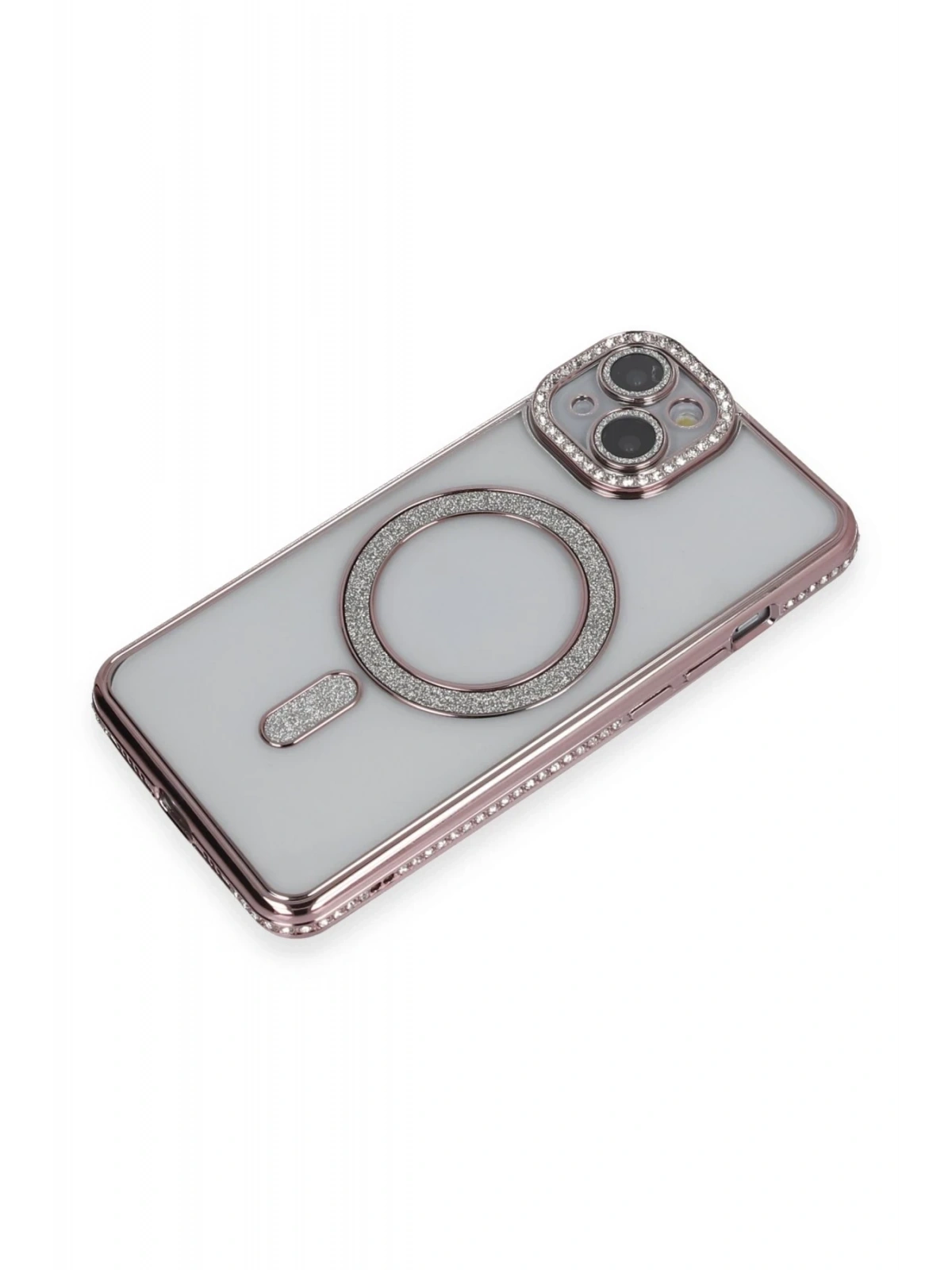 Newface Apple iPhone 13 Kılıf Joke Simli Magneticsafe Kılıf - Pembe