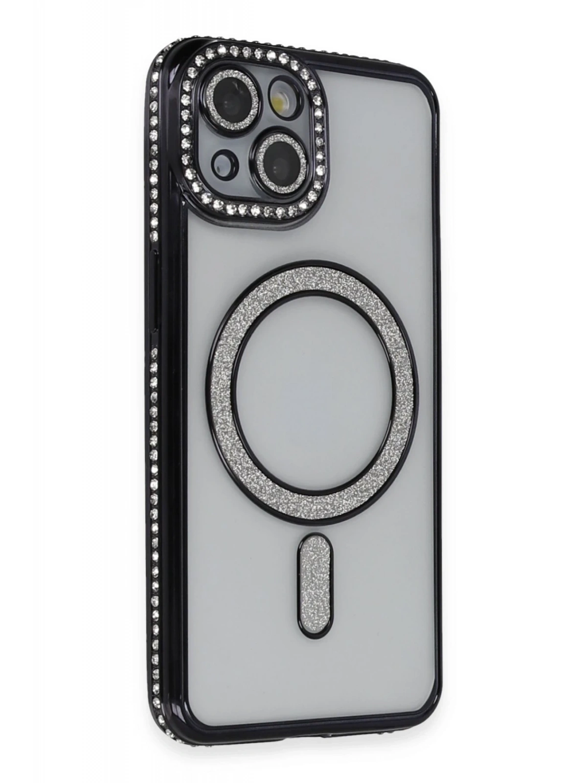 Newface Apple iPhone 13 Kılıf Joke Simli Magneticsafe Kılıf - Siyah