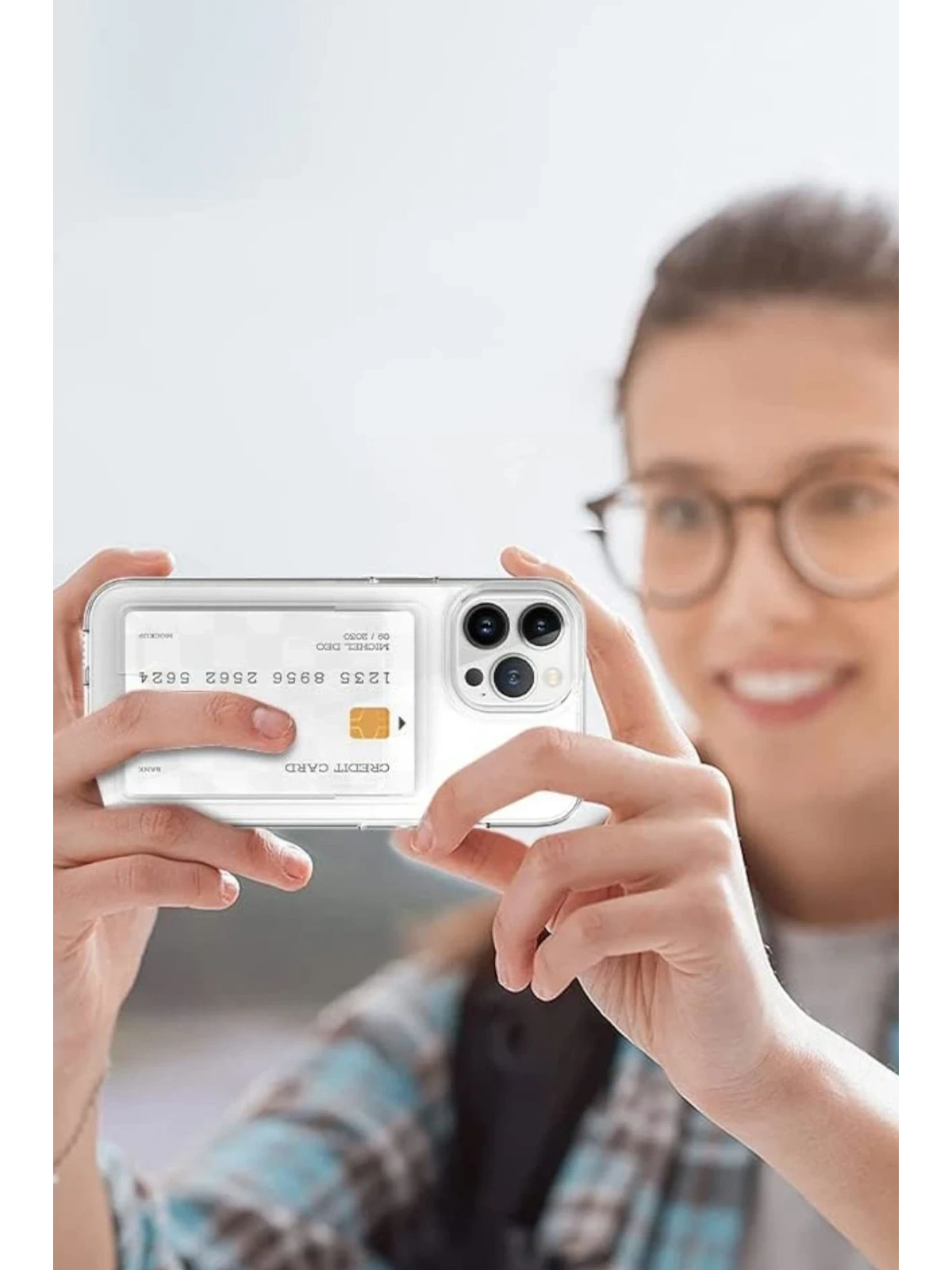 Newface Apple iPhone 13 Kılıf Kart Şeffaf Silikon - Şeffaf
