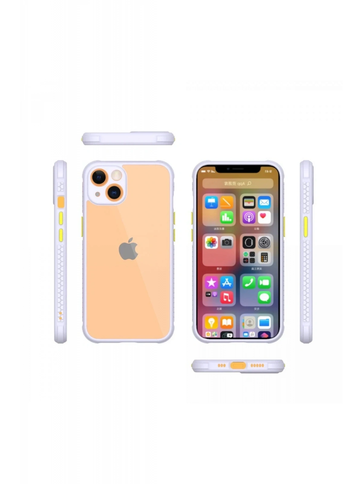 Newface Apple iPhone 13 Mini Kılıf Miami Şeffaf Silikon - Lila