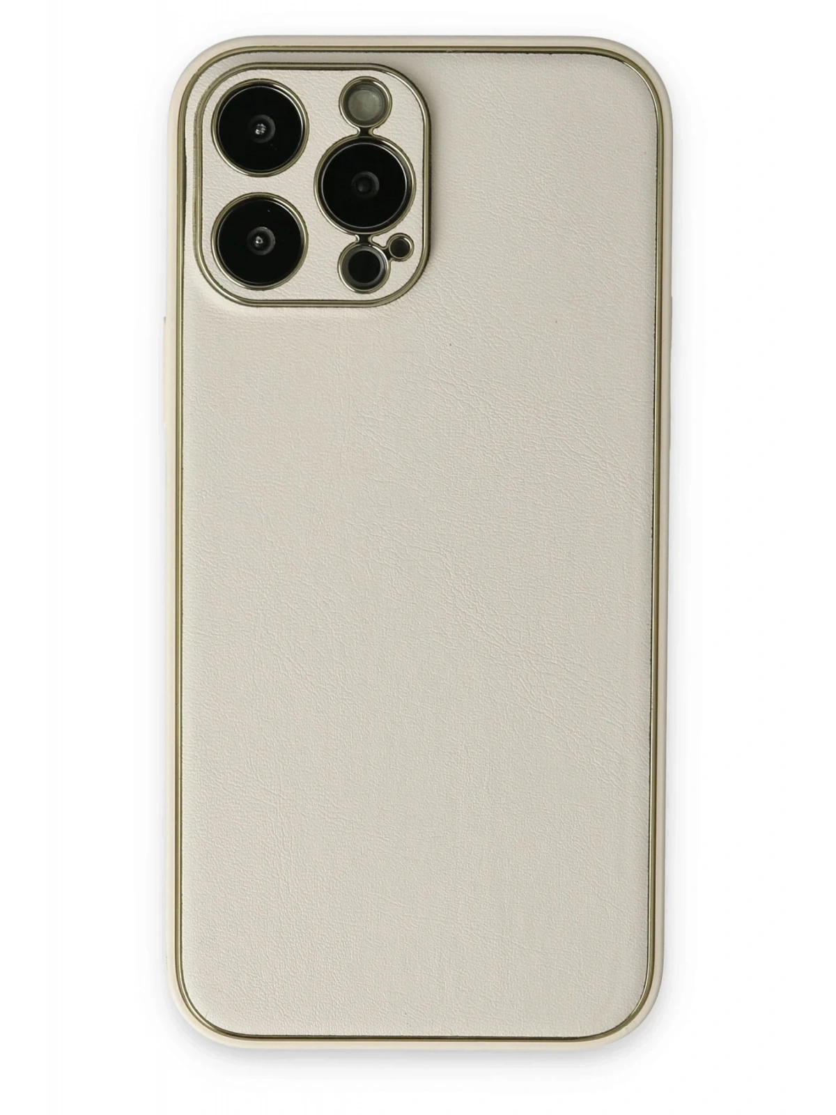 Newface Apple iPhone 13 Pro Kılıf Coco Deri Silikon Kapak - Beyaz