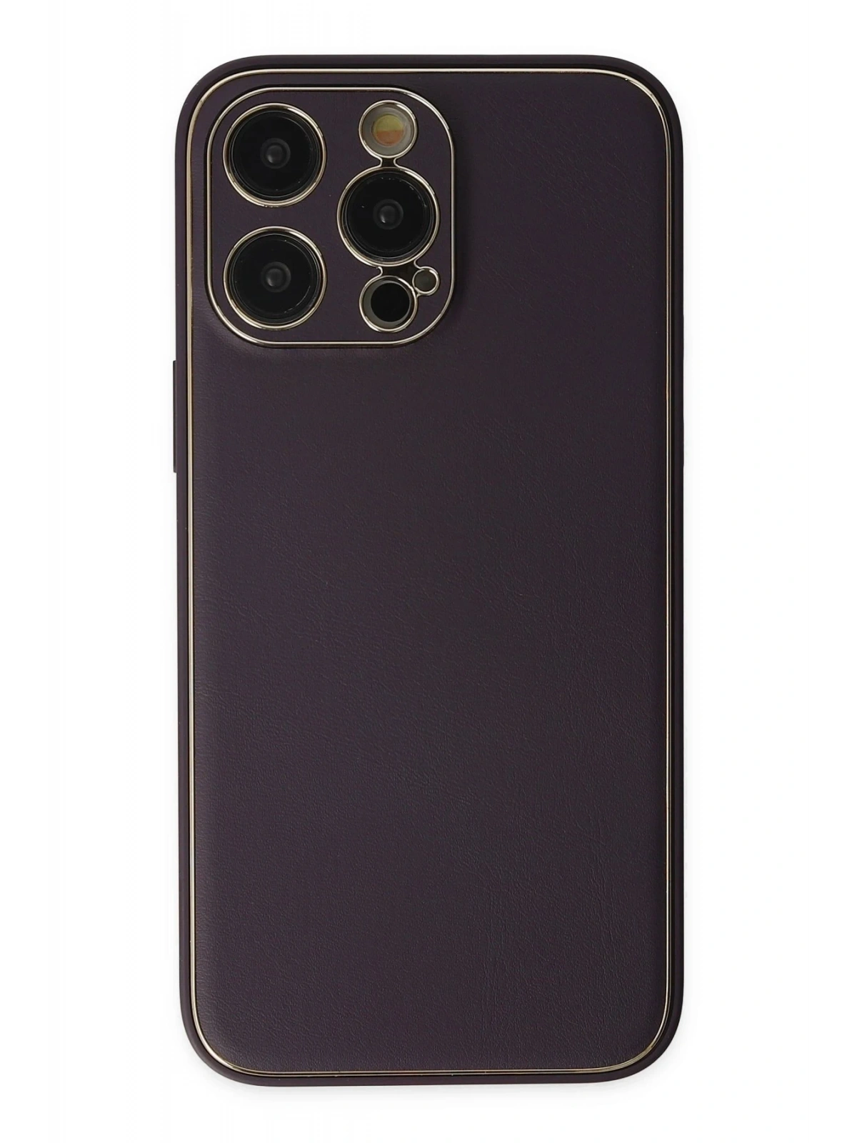 Newface Apple iPhone 13 Pro Kılıf Coco Deri Silikon Kapak - Derin Mor