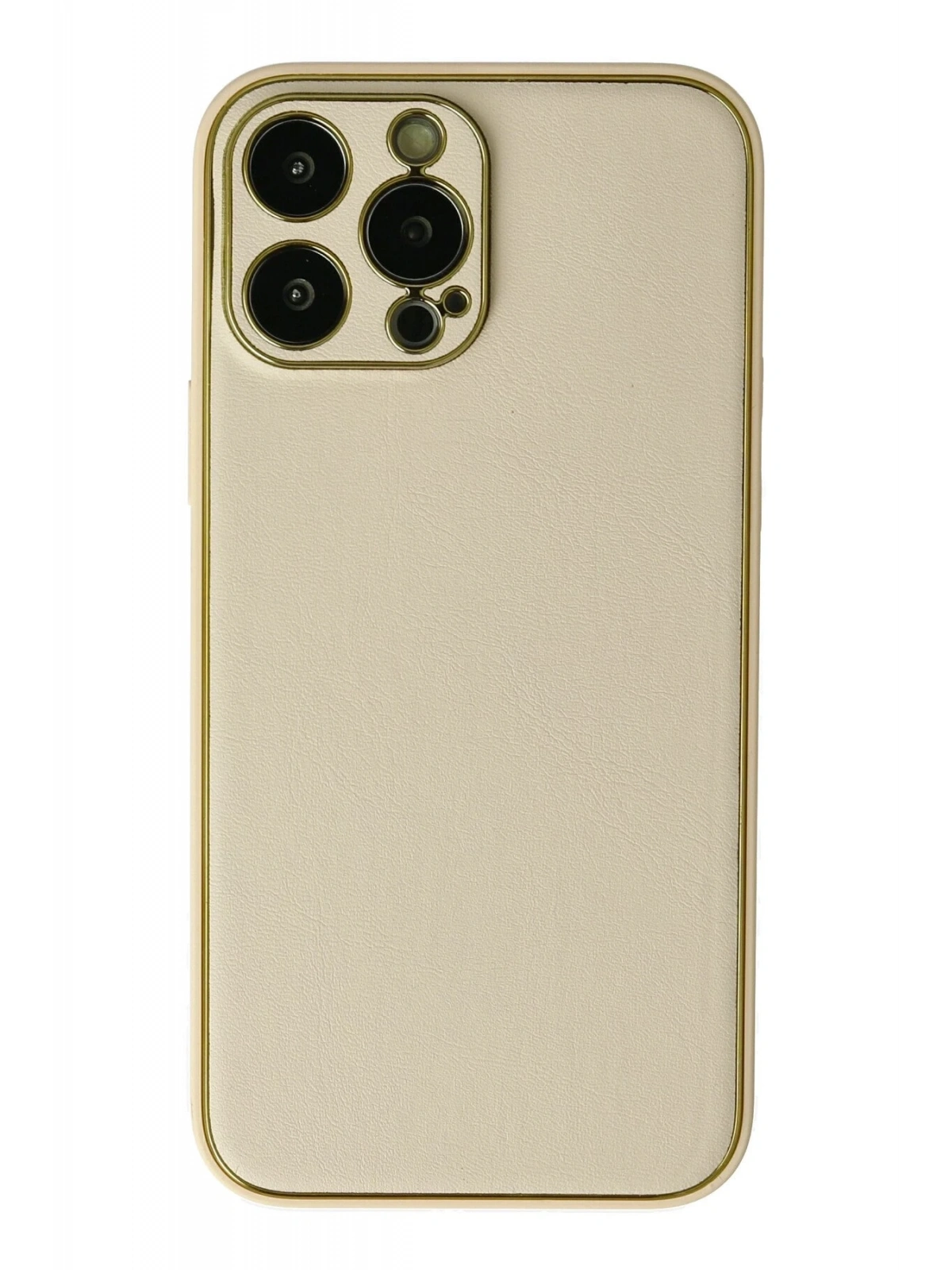 Newface Apple iPhone 13 Pro Kılıf Coco Deri Silikon Kapak - Gold