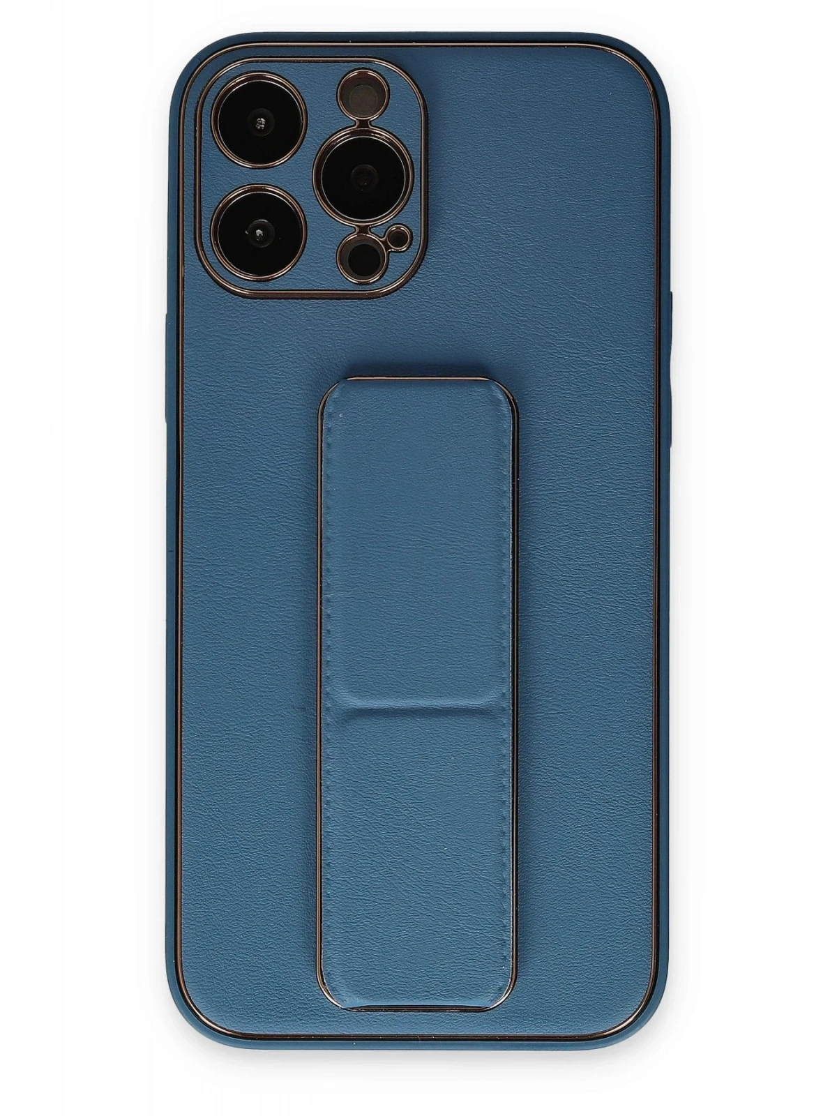 Newface Apple iPhone 13 Pro Kılıf Coco Deri Standlı Kapak - Açık Mavi