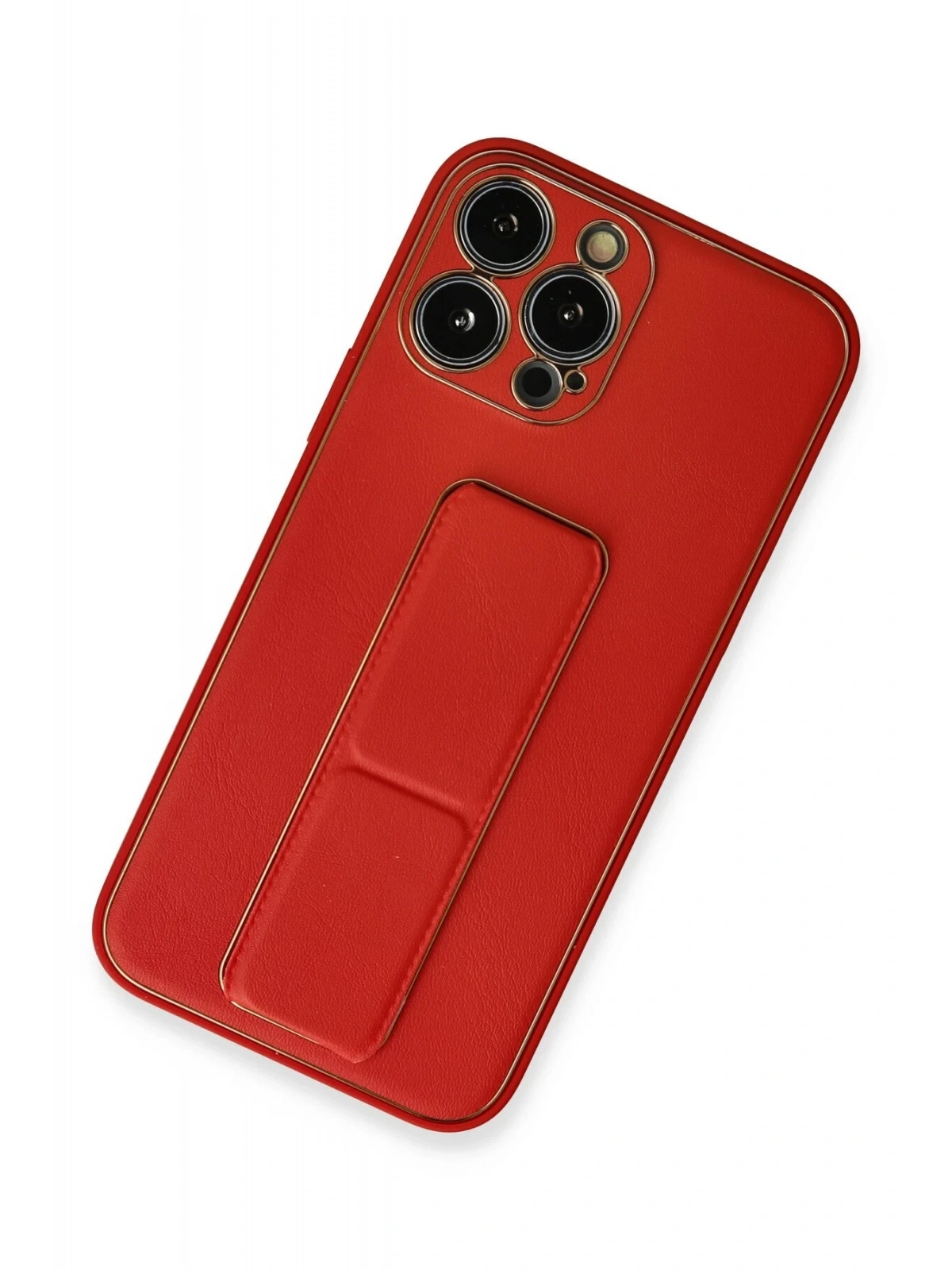 Newface Apple iPhone 13 Pro Kılıf Coco Deri Standlı Kapak - Kırmızı