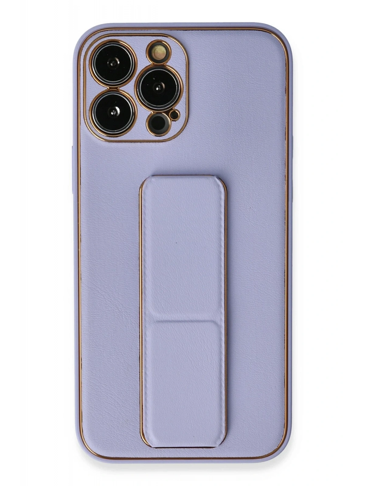 Newface Apple iPhone 13 Pro Kılıf Coco Deri Standlı Kapak - Lila