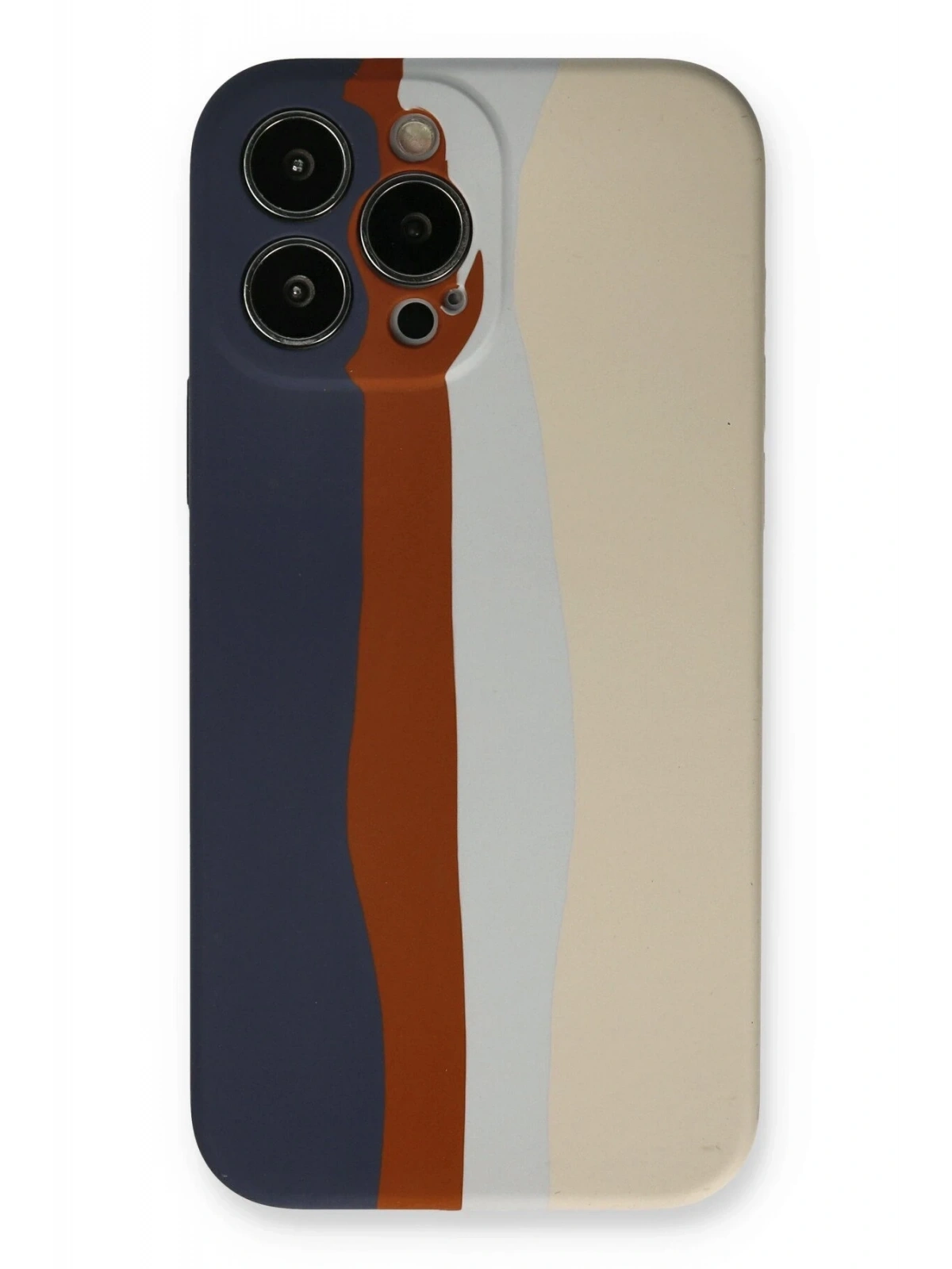 Newface Apple iPhone 13 Pro Kılıf Ebruli Lansman Silikon - Lacivert-Krem