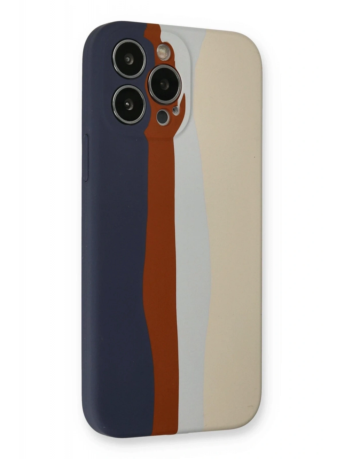 Newface Apple iPhone 13 Pro Kılıf Ebruli Lansman Silikon - Lacivert-Krem