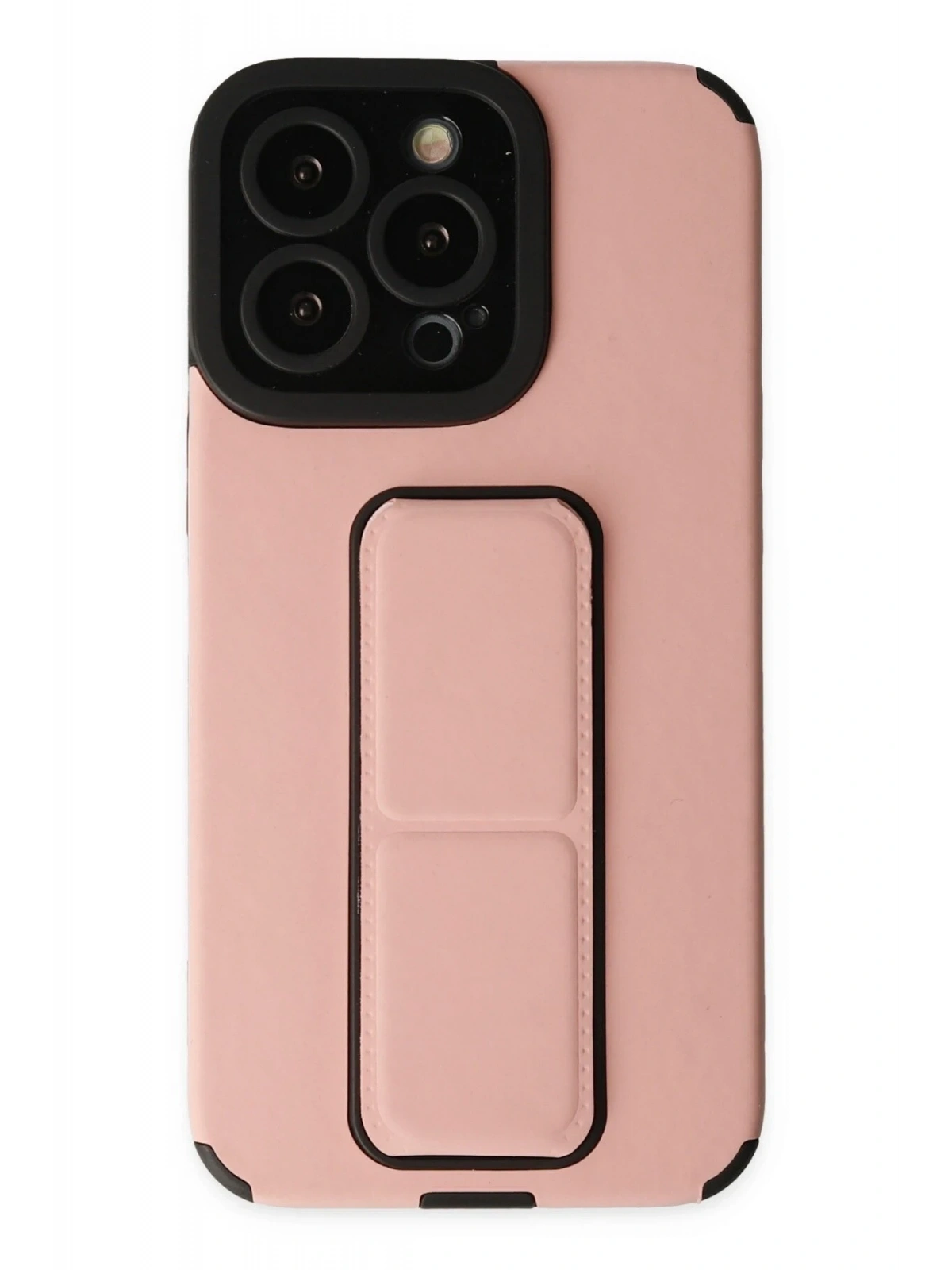 Newface Apple iPhone 13 Pro Kılıf Mega Standlı Silikon - Pudra