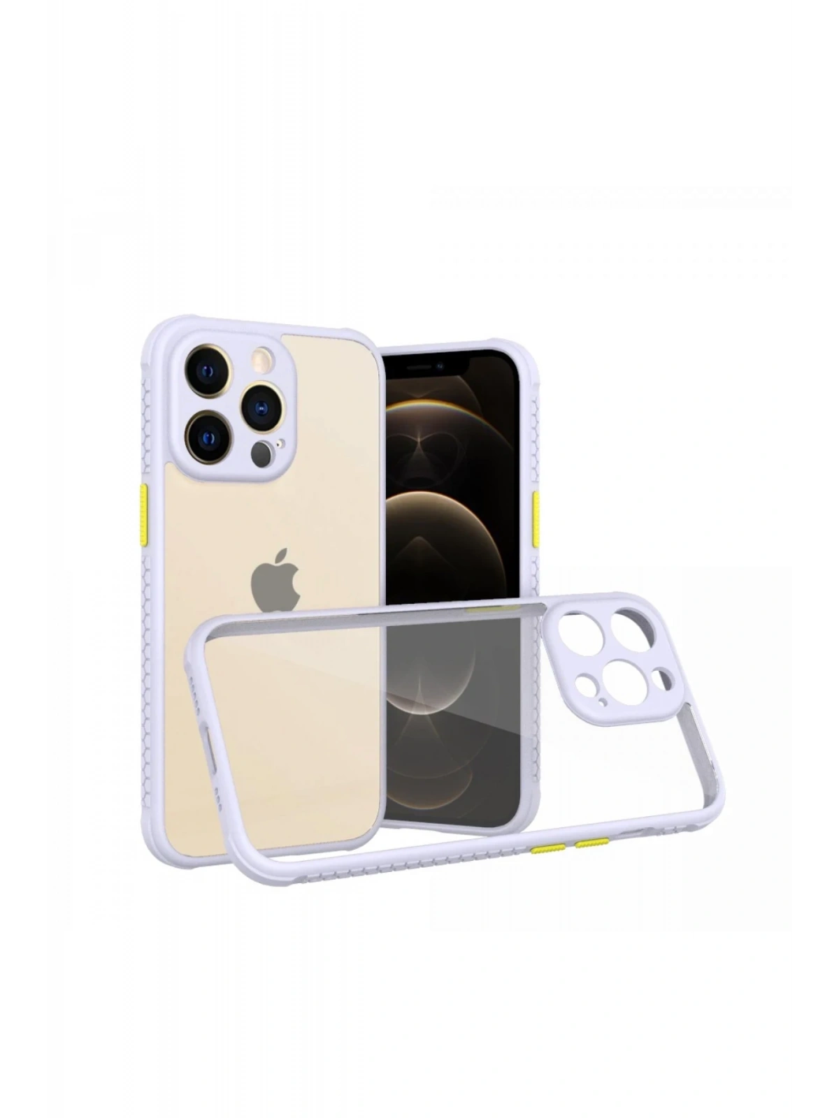 Newface Apple iPhone 13 Pro Kılıf Miami Şeffaf Silikon - Lila