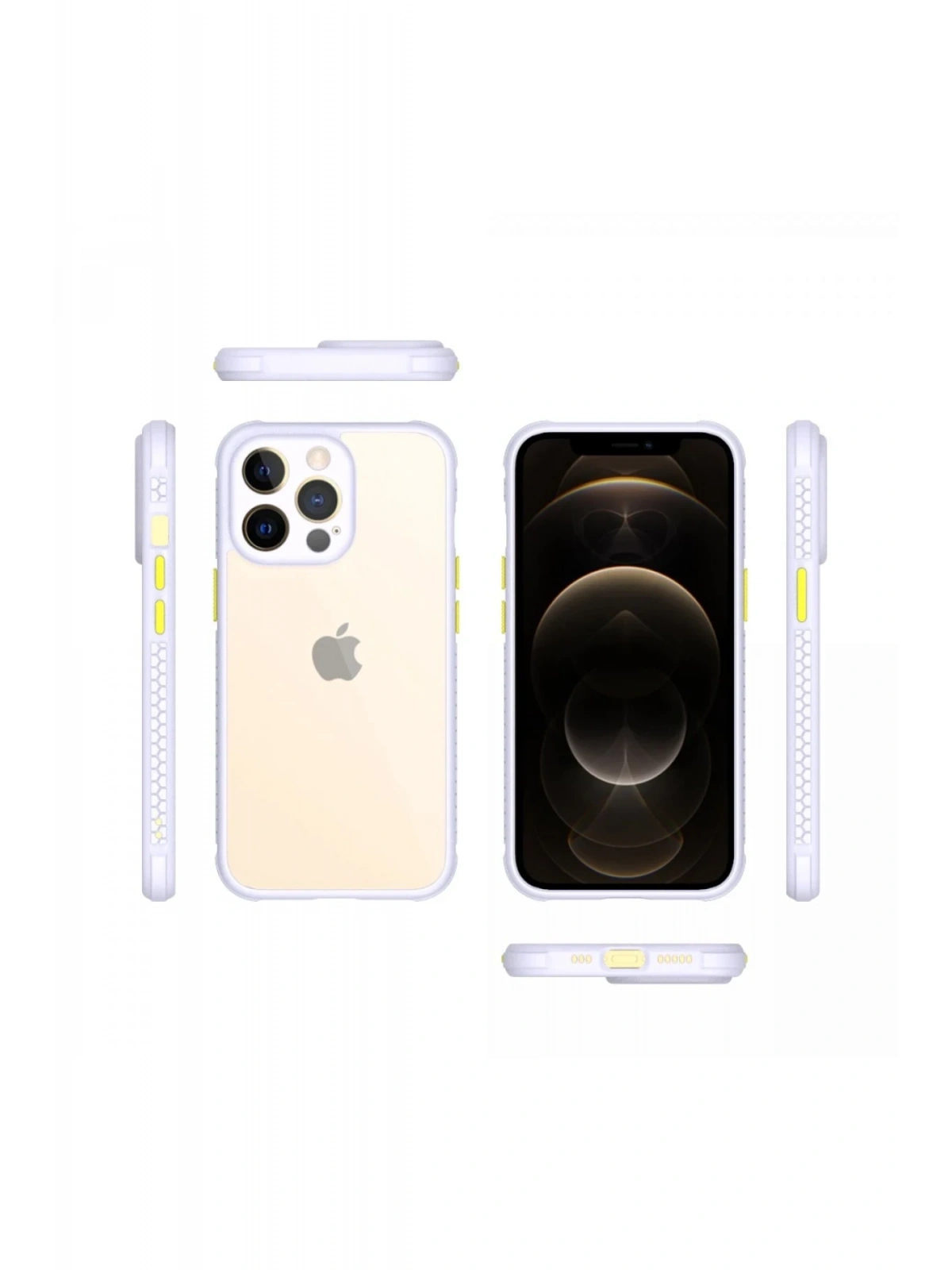 Newface Apple iPhone 13 Pro Kılıf Miami Şeffaf Silikon - Lila
