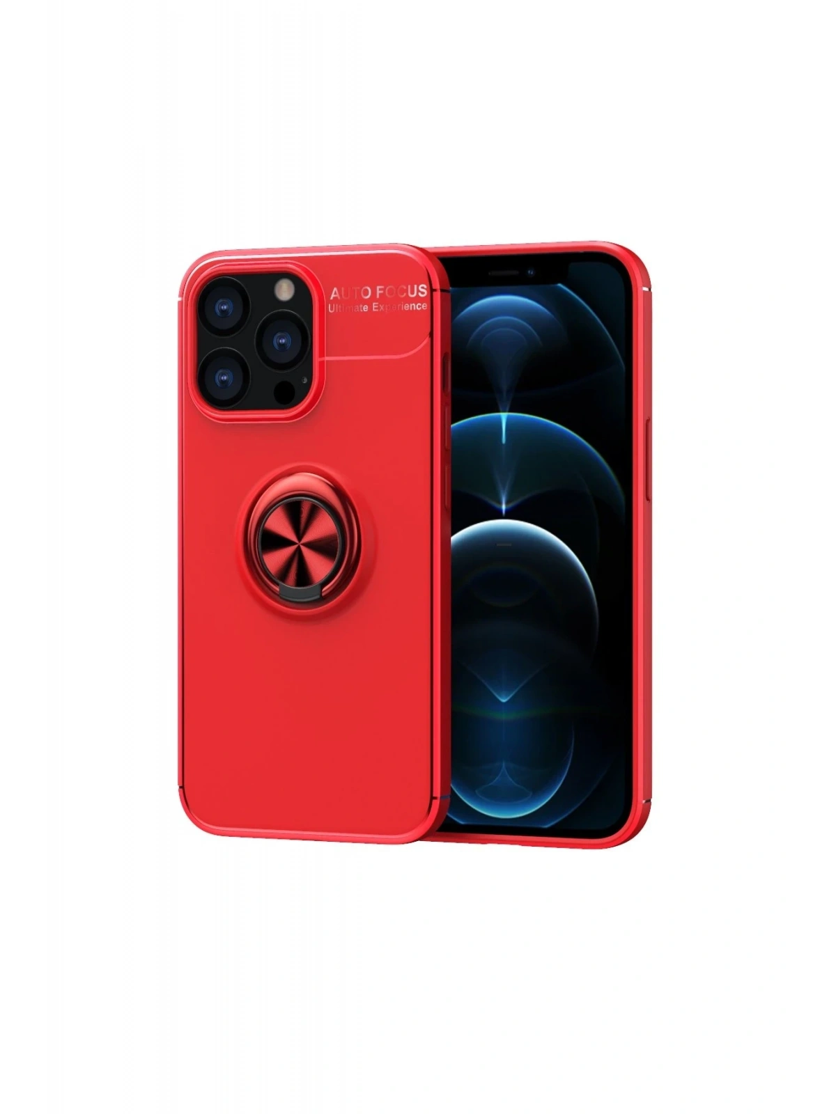 Newface Apple iPhone 13 Pro Kılıf Range Yüzüklü Silikon - Kırmızı