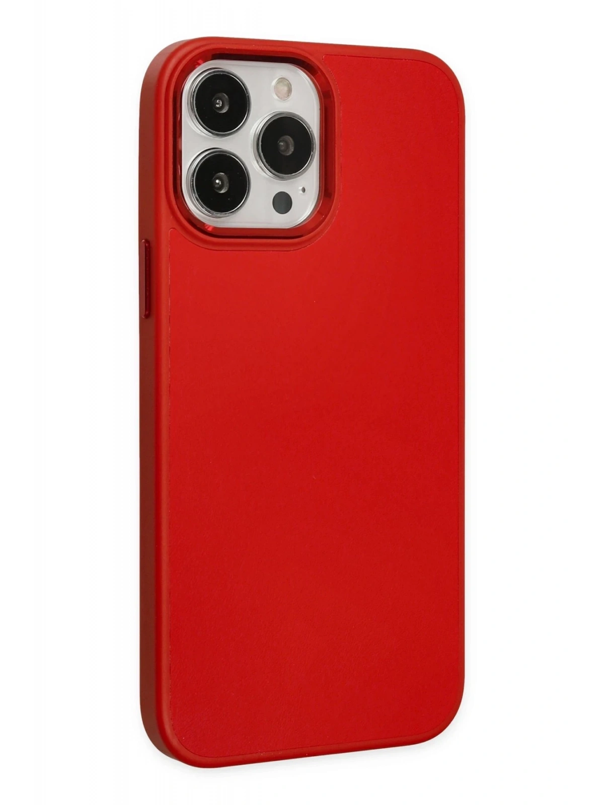 Newface Apple iPhone 13 Pro Max Kılıf Asya Deri Silikon - Kırmızı