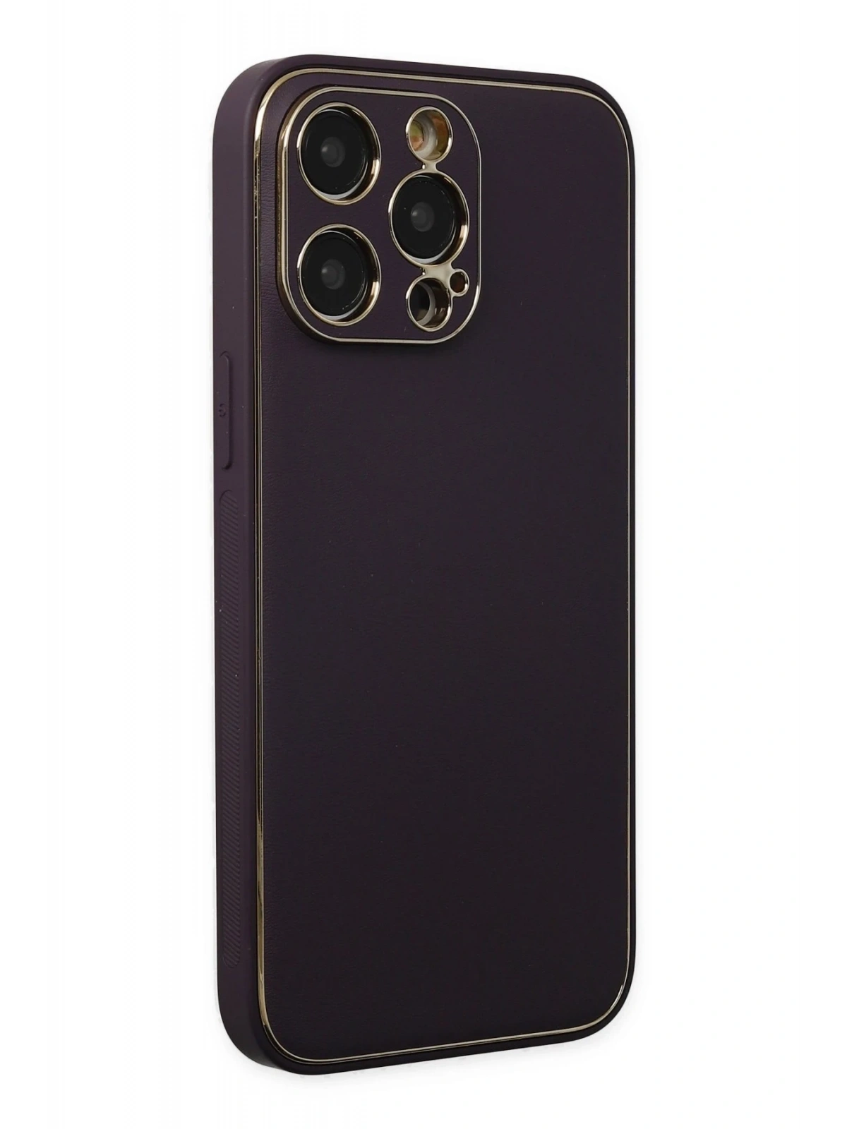 Newface Apple iPhone 13 Pro Max Kılıf Coco Deri Silikon Kapak - Derin Mor