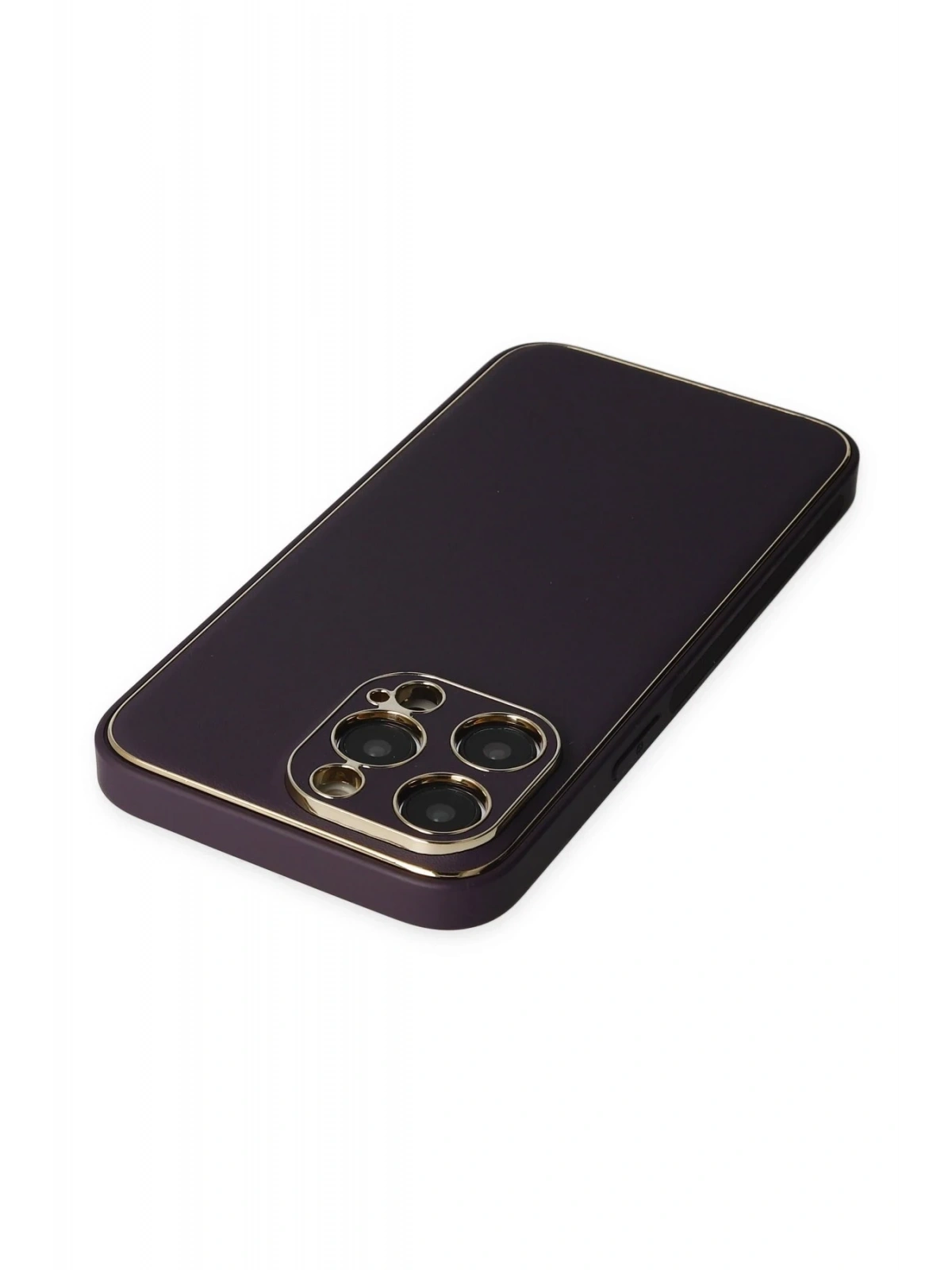 Newface Apple iPhone 13 Pro Max Kılıf Coco Deri Silikon Kapak - Derin Mor