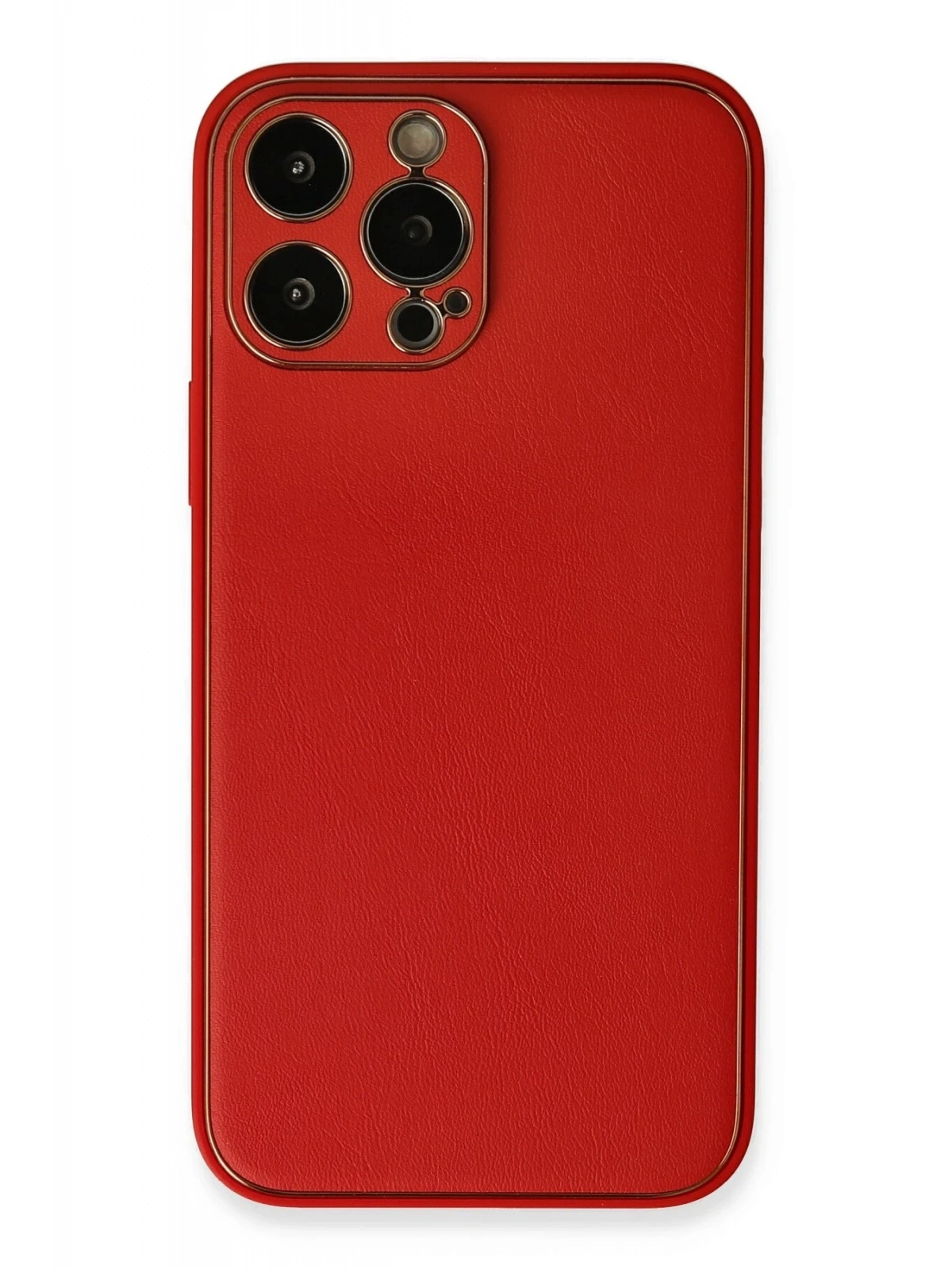 Newface Apple iPhone 13 Pro Max Kılıf Coco Deri Silikon Kapak - Kırmızı