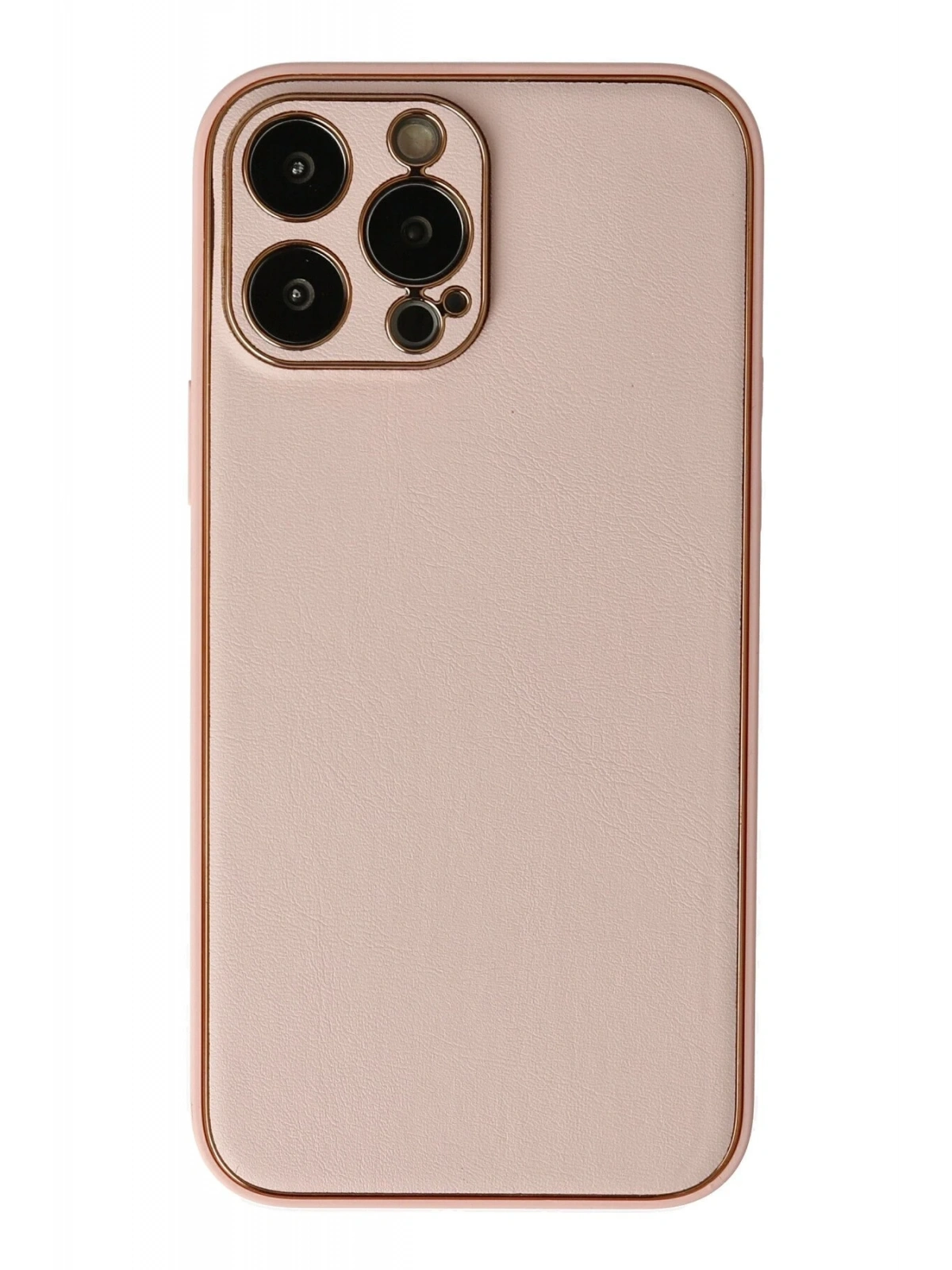 Newface Apple iPhone 13 Pro Max Kılıf Coco Deri Silikon Kapak - Pudra
