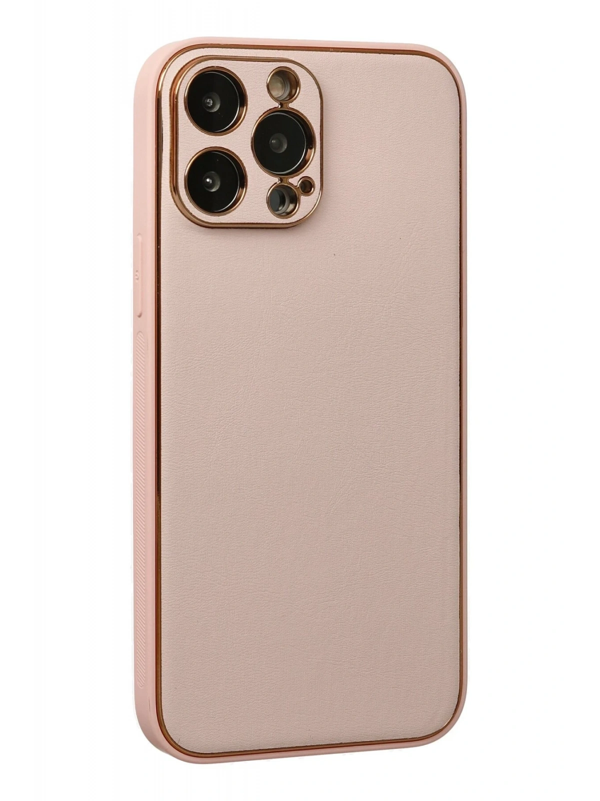 Newface Apple iPhone 13 Pro Max Kılıf Coco Deri Silikon Kapak - Pudra