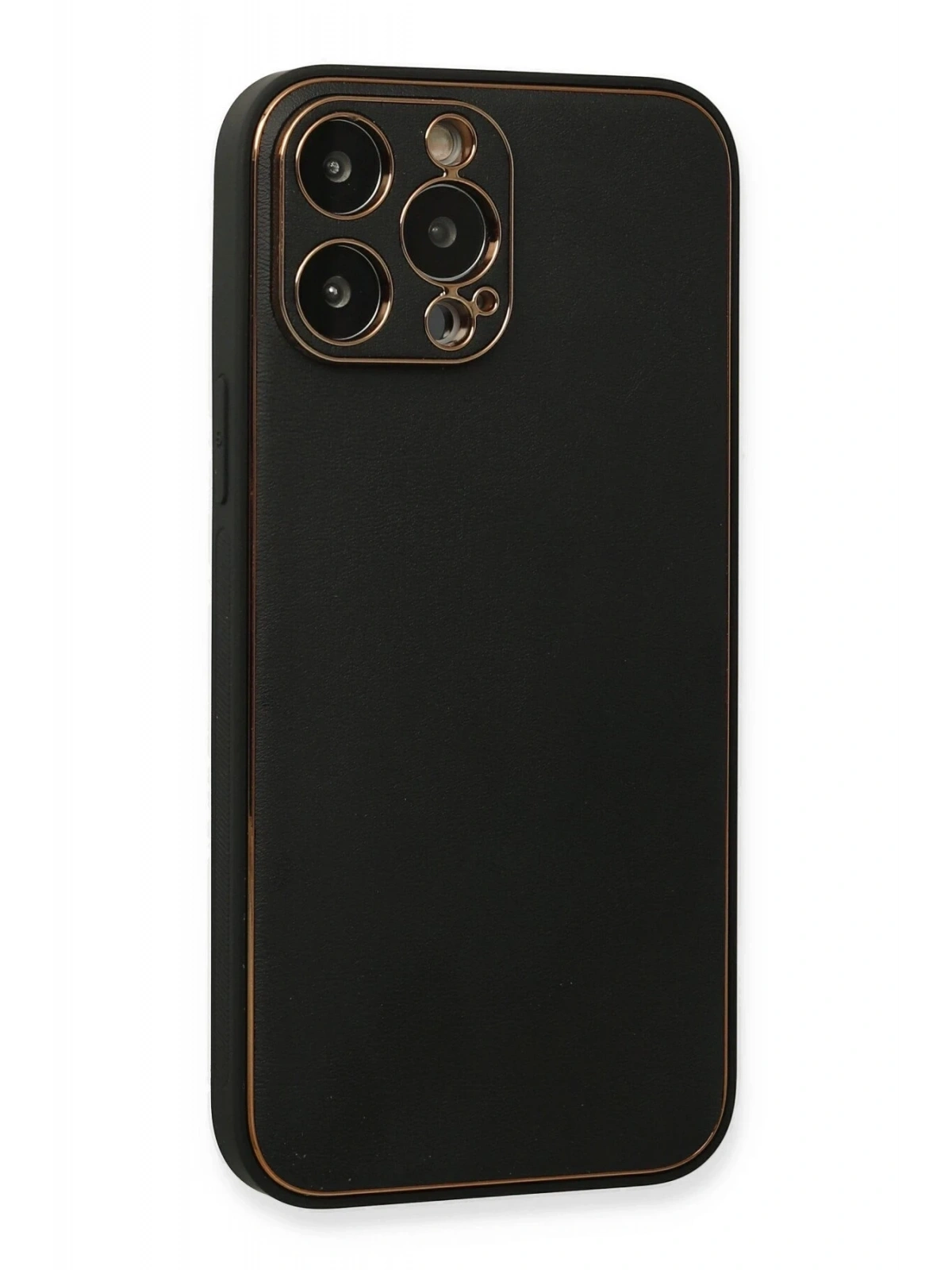 Newface Apple iPhone 13 Pro Max Kılıf Coco Deri Silikon Kapak - Siyah
