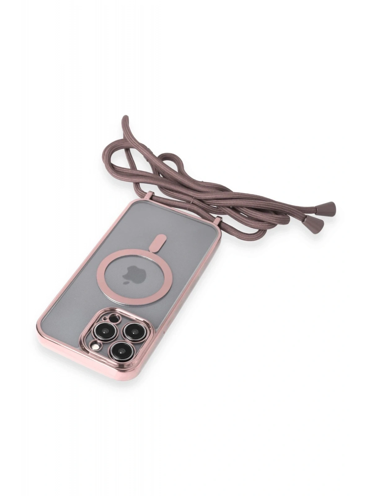 Newface Apple iPhone 13 Pro Max Kılıf Divo Lazer Askılı Magsafe Kapak - Pembe