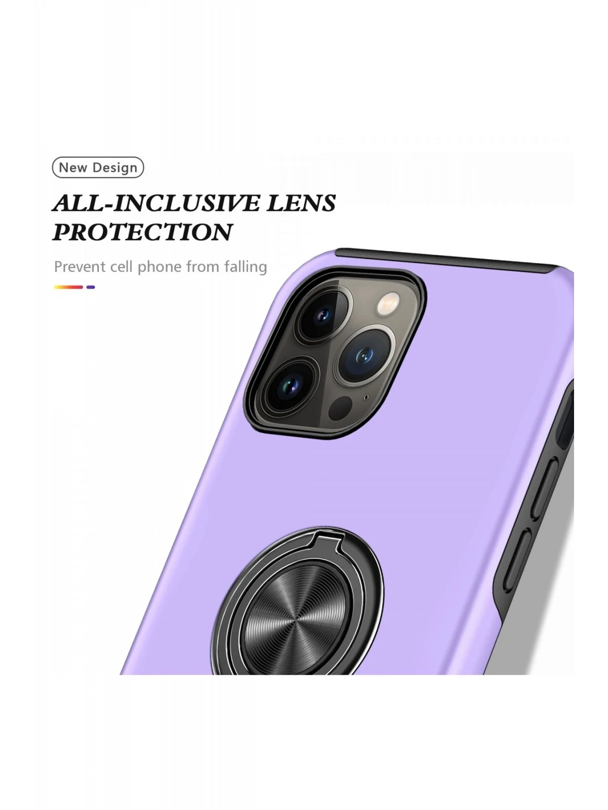 Newface Apple iPhone 13 Pro Max Kılıf Elit Yüzüklü Kapak - Mor
