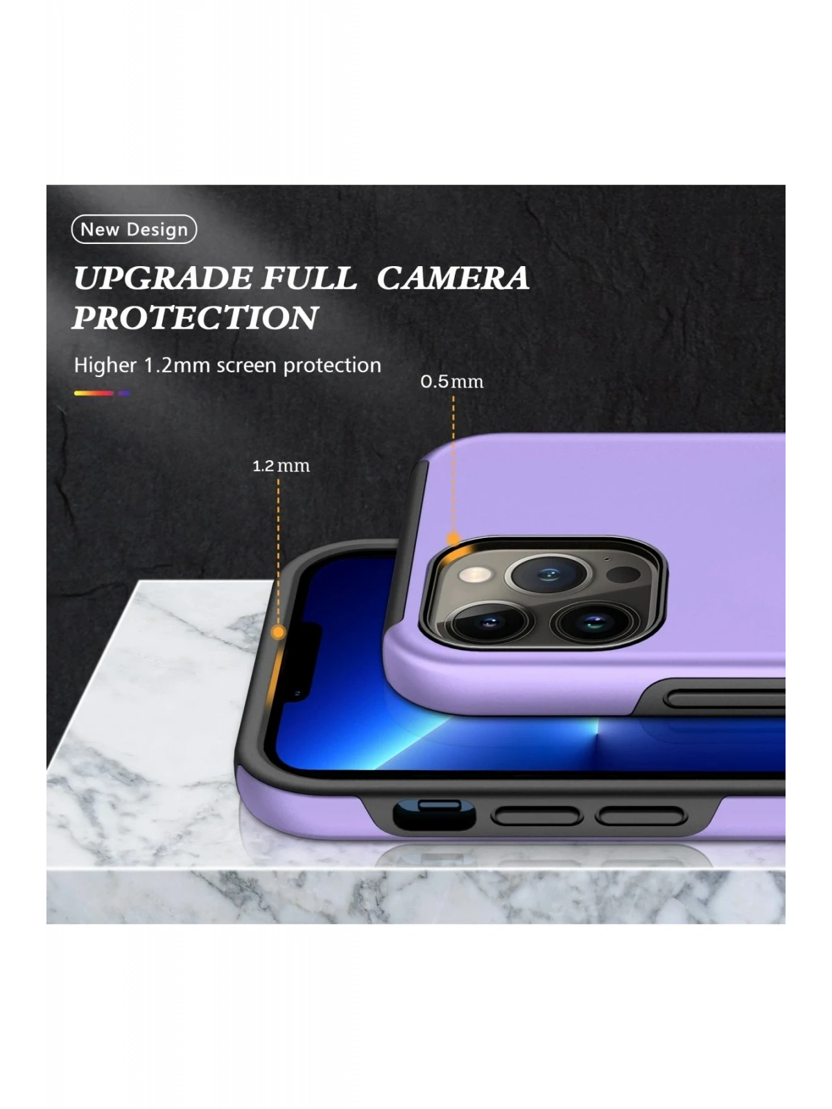 Newface Apple iPhone 13 Pro Max Kılıf Elit Yüzüklü Kapak - Mor