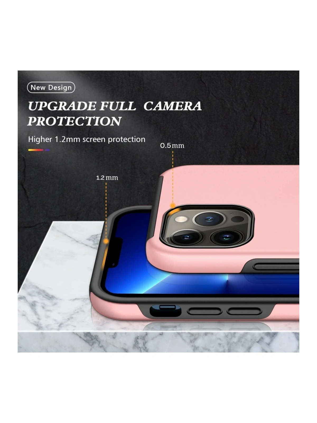 Newface Apple iPhone 13 Pro Max Kılıf Elit Yüzüklü Kapak - Pembe