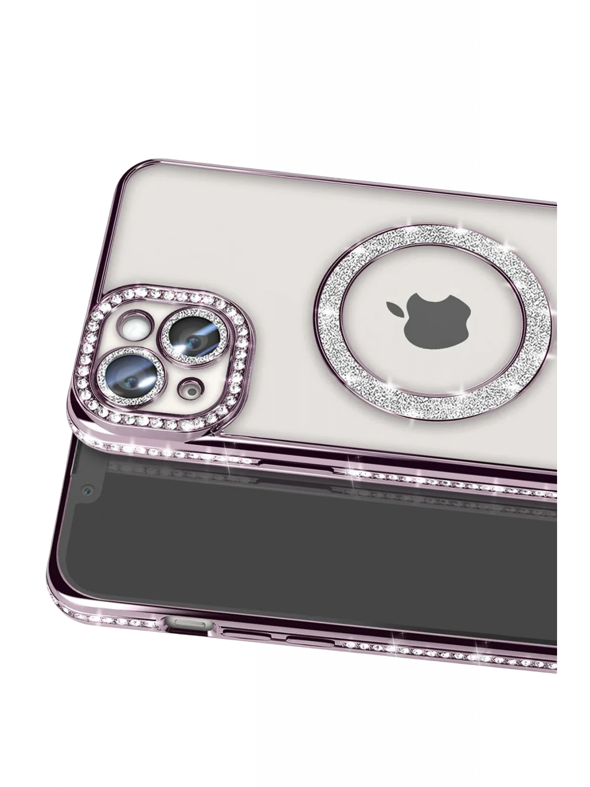 Newface Apple iPhone 14 Kılıf Joke Simli Magneticsafe Kılıf - Pembe