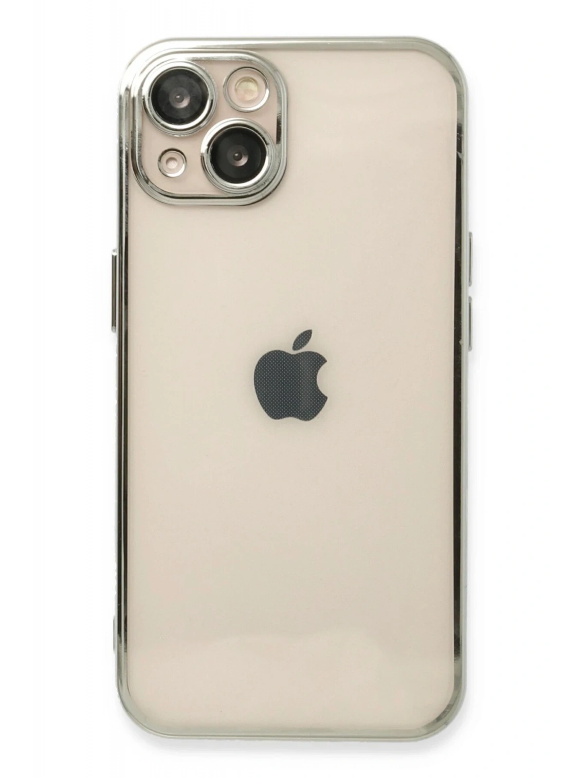 Newface Apple iPhone 14 Plus Kılıf Razer Lensli Silikon - Gümüş