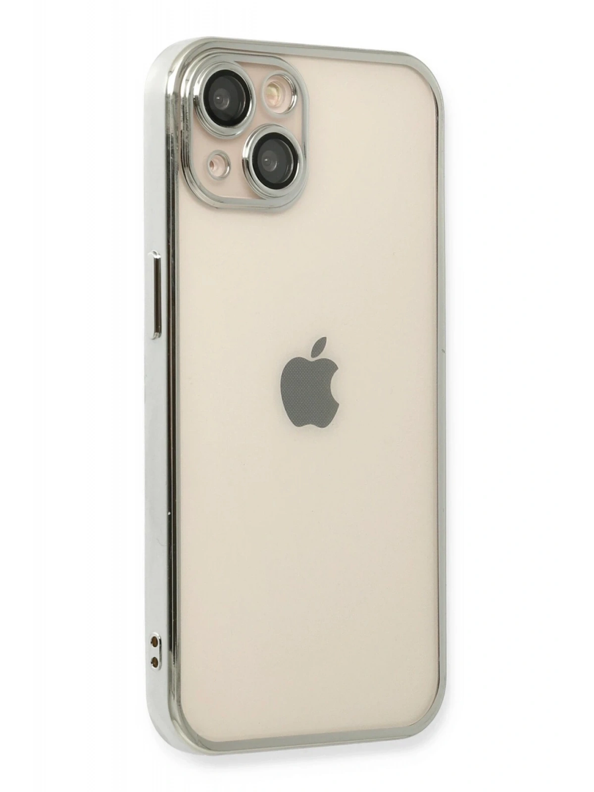 Newface Apple iPhone 14 Plus Kılıf Razer Lensli Silikon - Gümüş