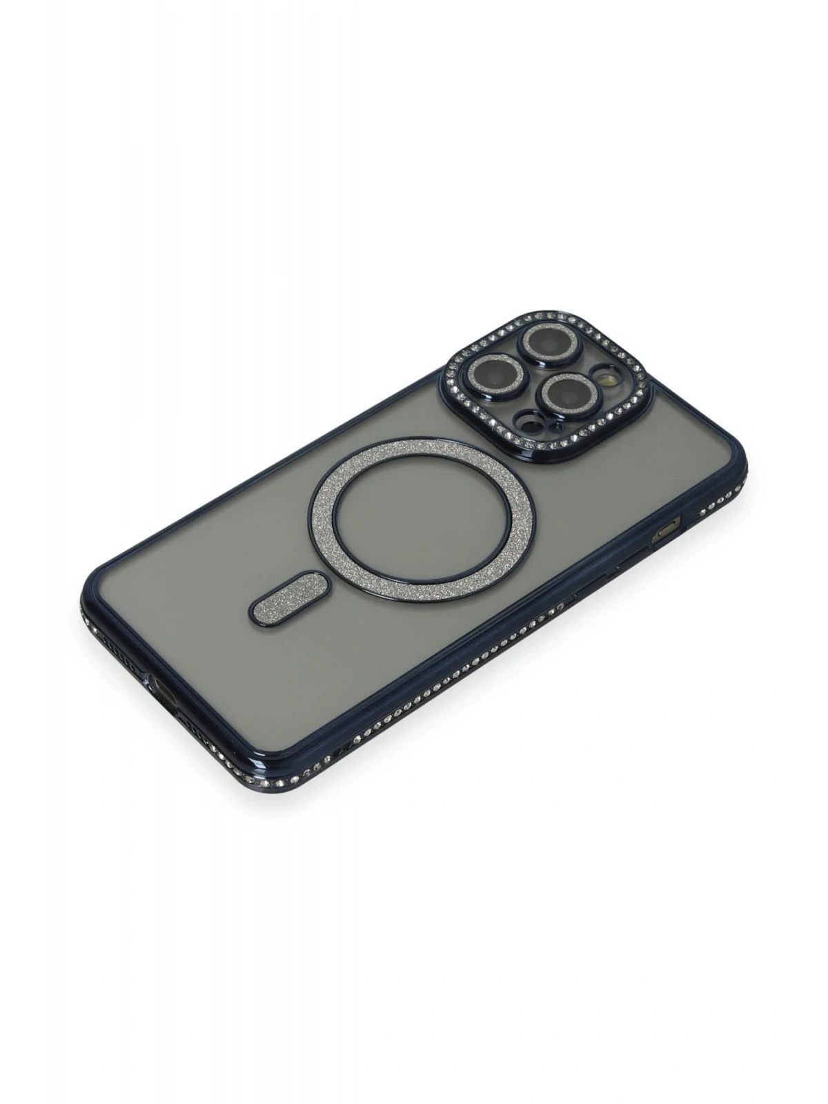 Newface Apple iPhone 14 Pro Kılıf Joke Simli Magneticsafe Kılıf - Lacivert