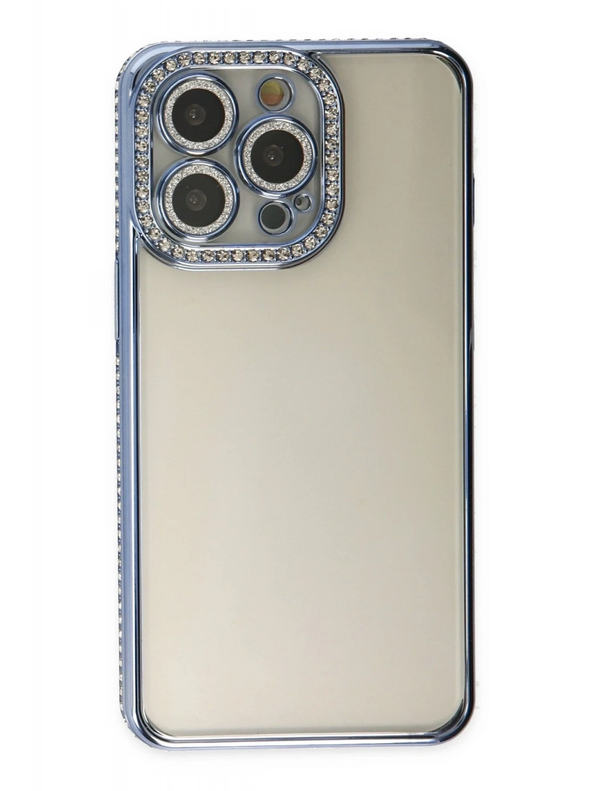Newface Apple iPhone 14 Pro Kılıf Joke Taşlı Silikon - Mavi