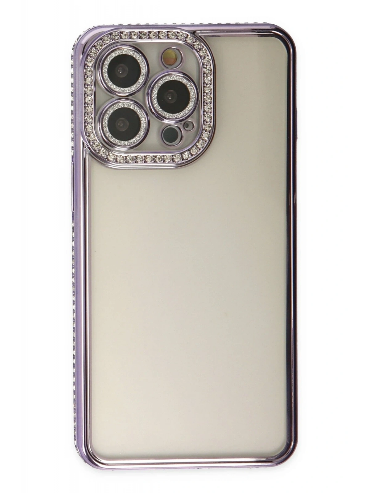 Newface Apple iPhone 14 Pro Kılıf Joke Taşlı Silikon - Mor