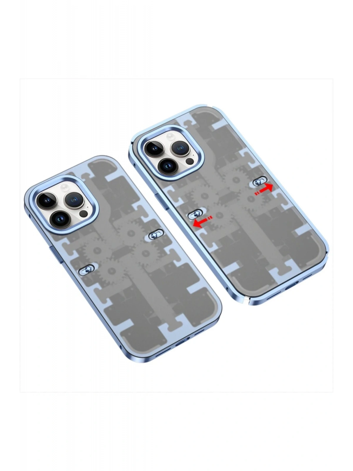 Newface Apple iPhone 14 Pro Kılıf Mekanik Bumper Kapak - Mavi