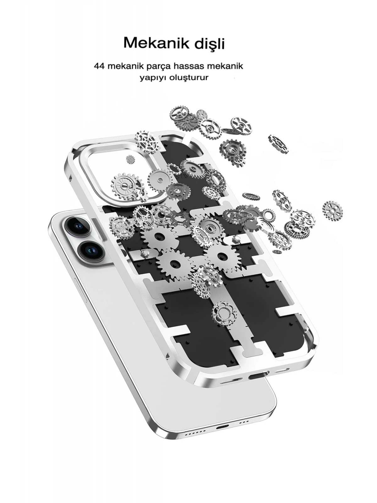 Newface Apple iPhone 14 Pro Kılıf Mekanik Bumper Kapak - Mavi