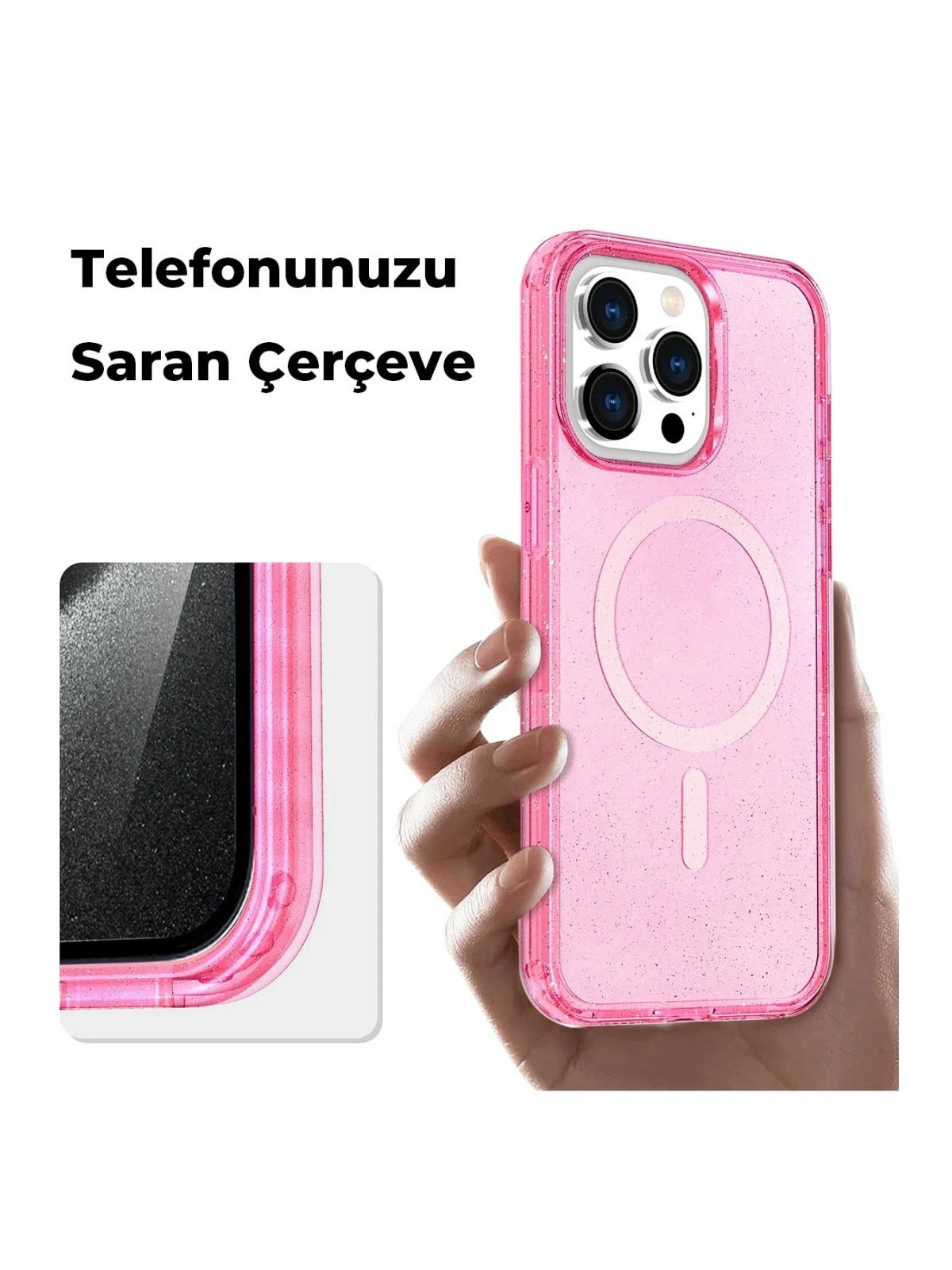 Newface Apple iPhone 14 Pro Kılıf Star Magsafe Kapak - Şeffaf