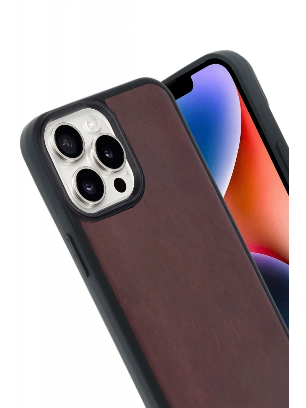 Newface Apple iPhone 14 Pro Max Kılıf Aras Deri Kapak - Bordo