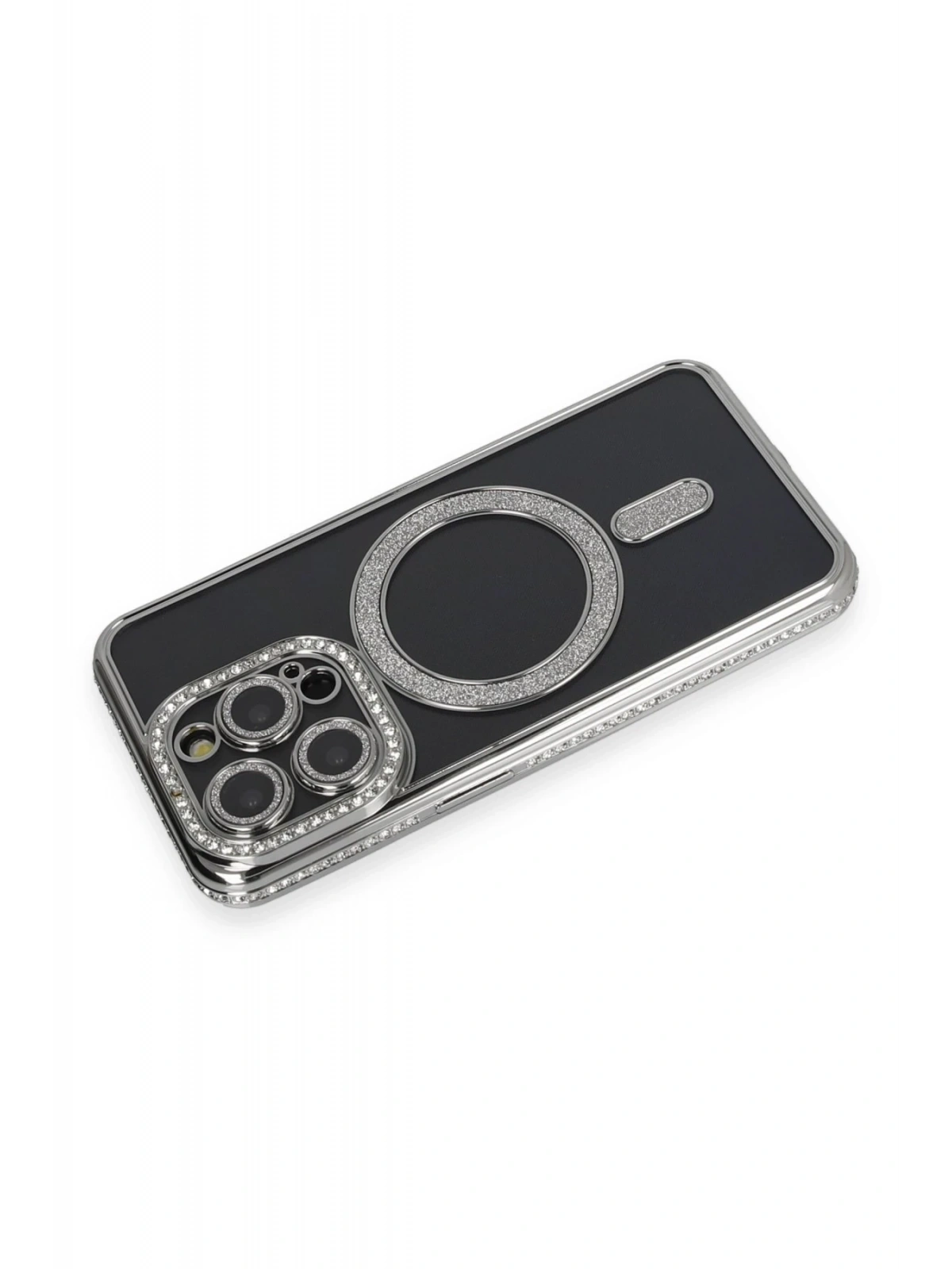 Newface Apple iPhone 14 Pro Max Kılıf Joke Simli Magneticsafe Kılıf - Gri