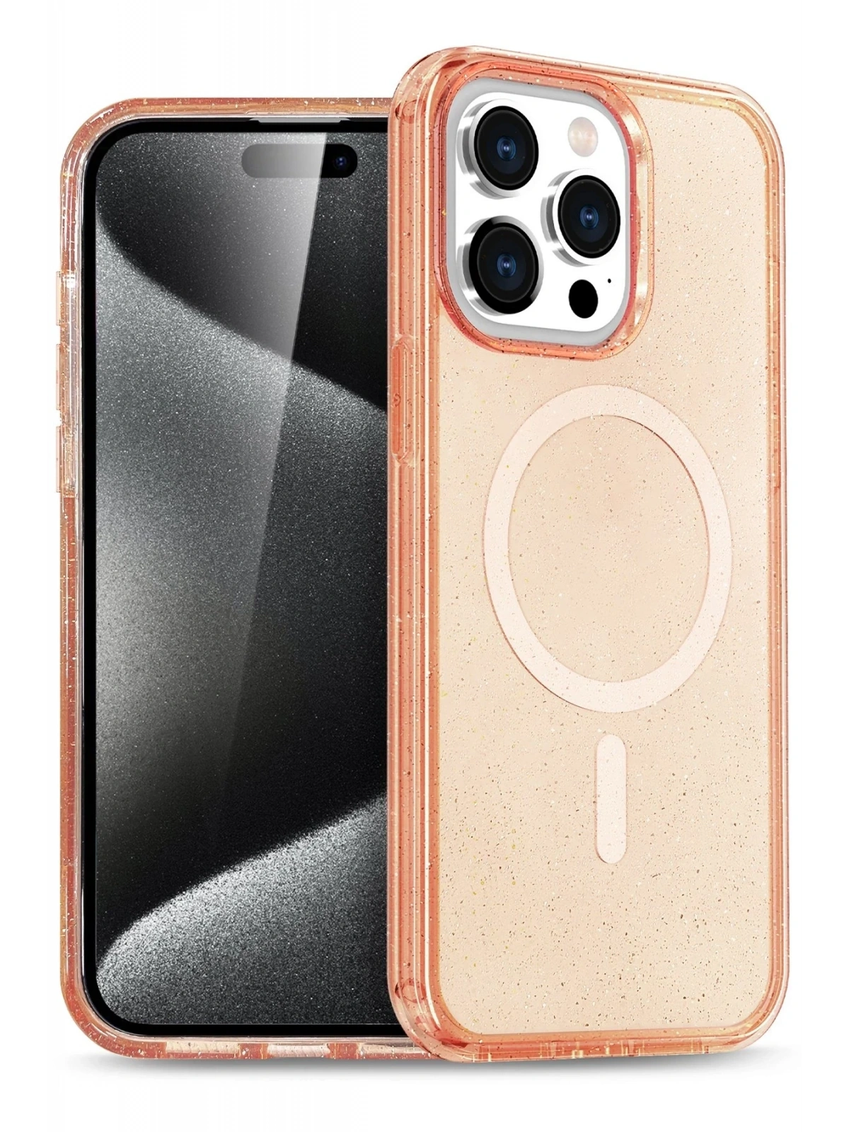 Newface Apple iPhone 14 Pro Max Kılıf Star Magsafe Kapak - Turuncu