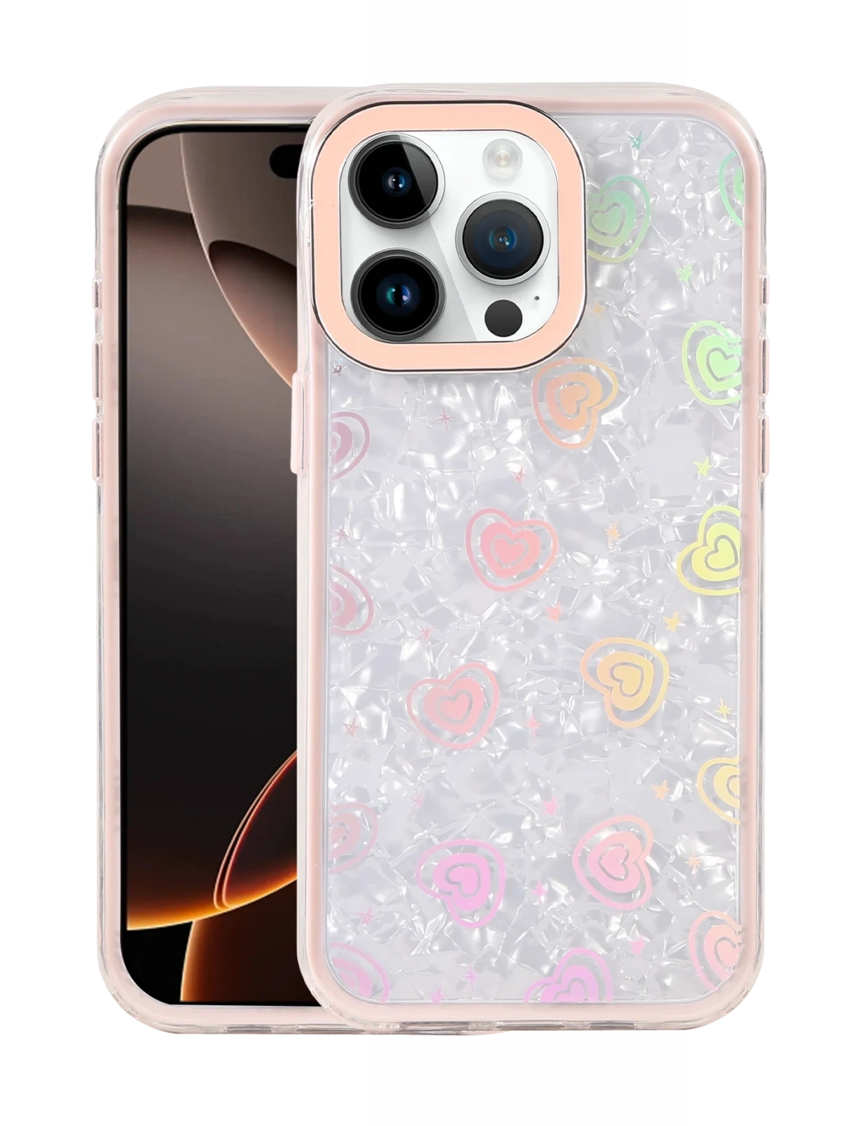 Newface Apple iPhone 14 Pro Max Lumi Desenli Kapak - Pembe