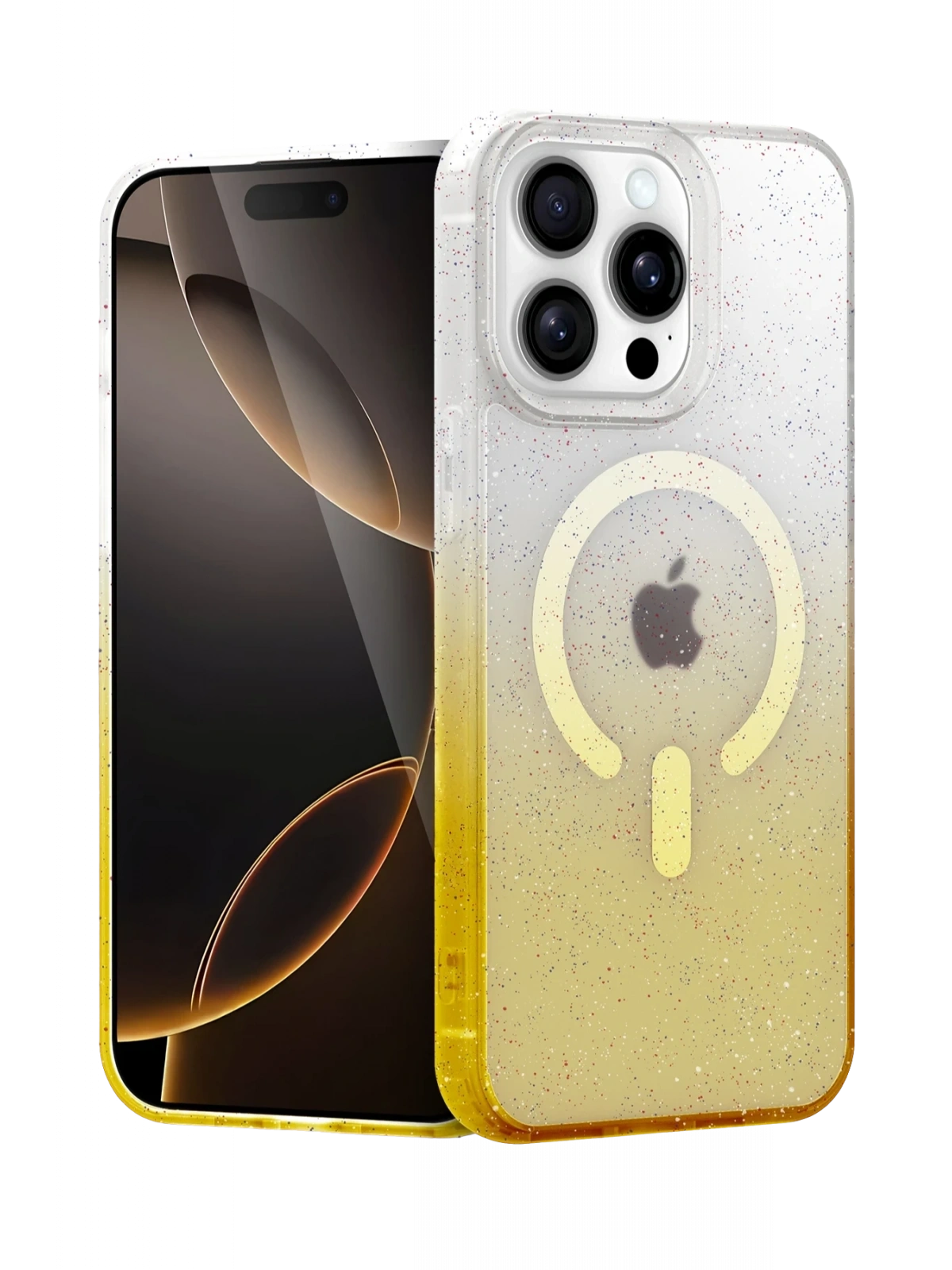 Newface Apple iPhone 14 Pro Max Pummel Shiny Magsafe Kapak - Gold
