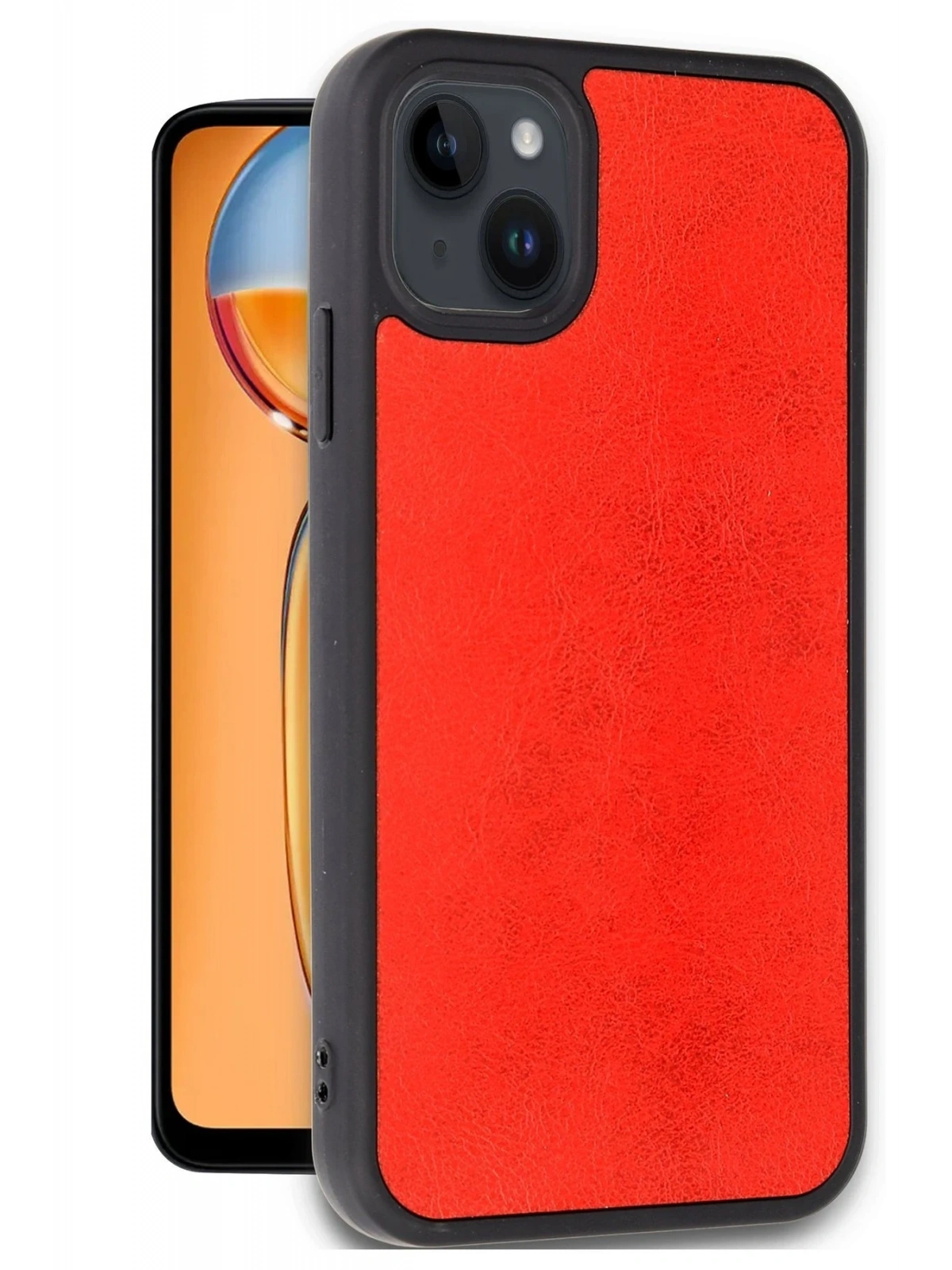 Newface Apple iPhone 15 Kılıf Aras Deri Kapak - Kırmızı