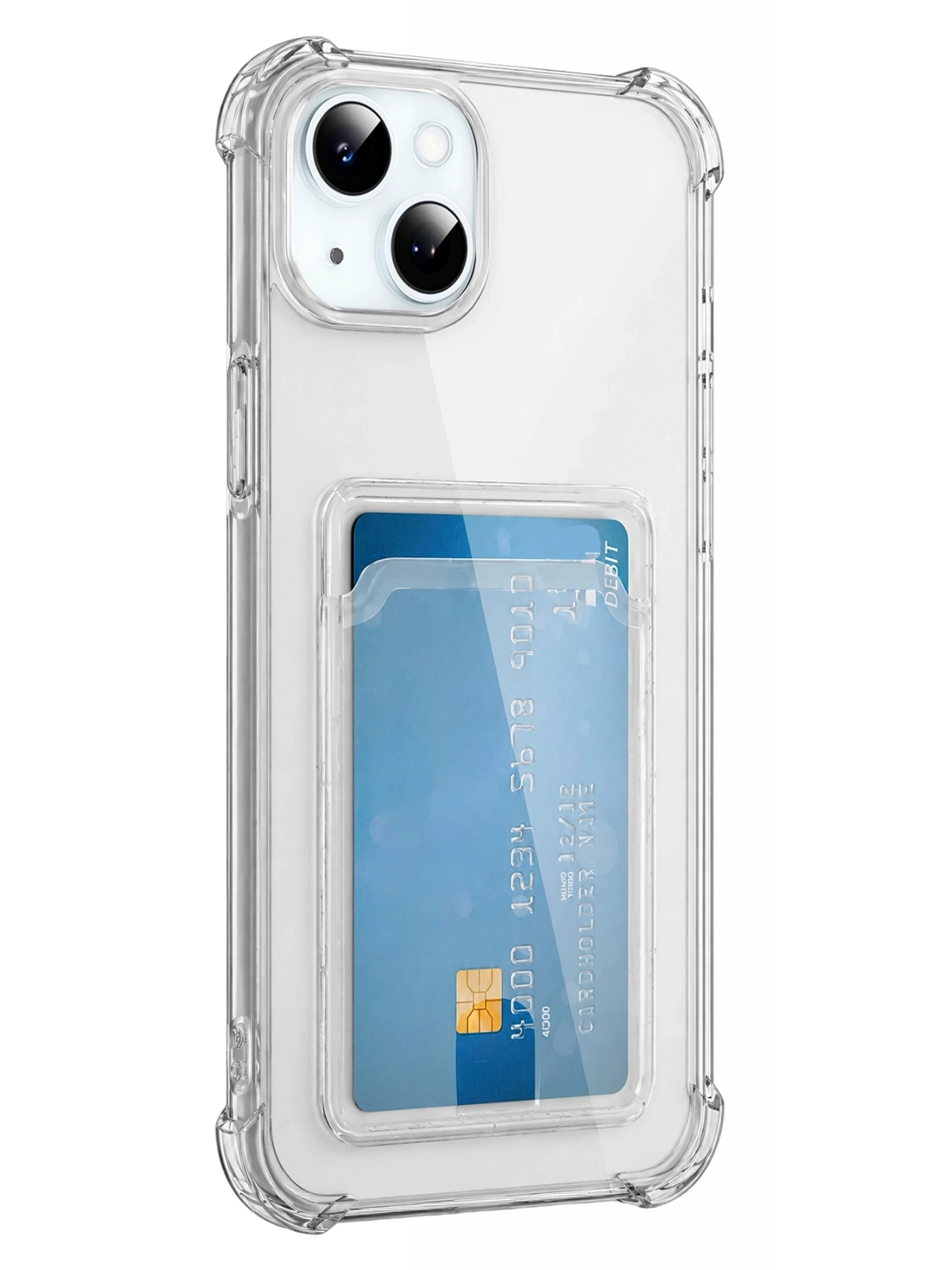 Newface Apple iPhone 15 Kılıf Kart Şeffaf Silikon - Şeffaf
