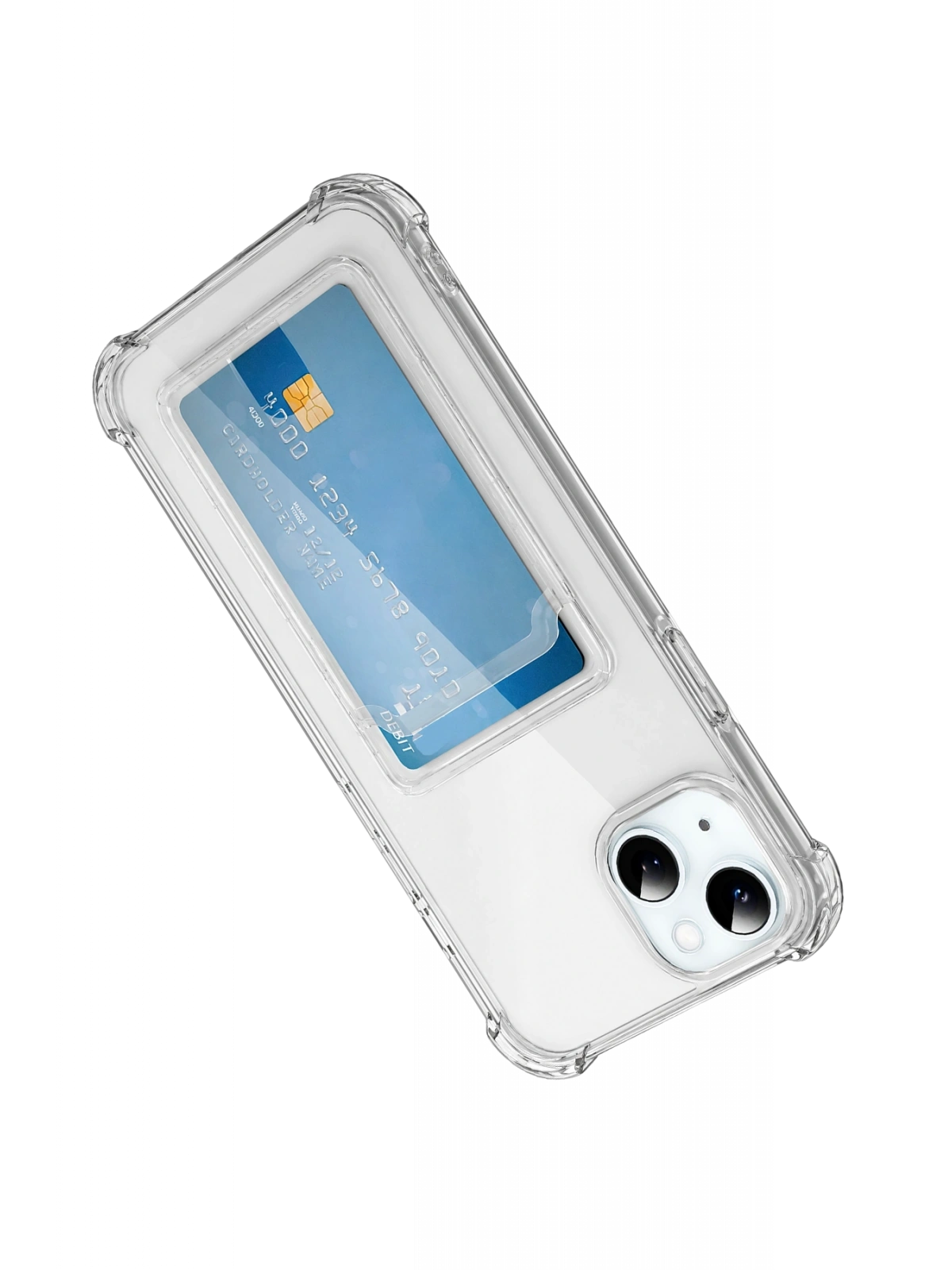 Newface Apple iPhone 15 Kılıf Kart Şeffaf Silikon - Şeffaf