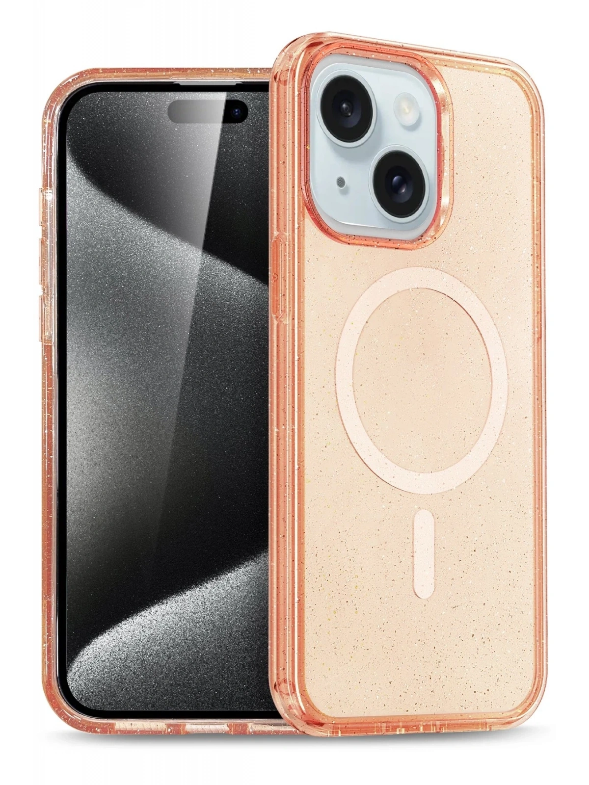 Newface Apple iPhone 15 Plus Kılıf Star Magsafe Kapak - Turuncu