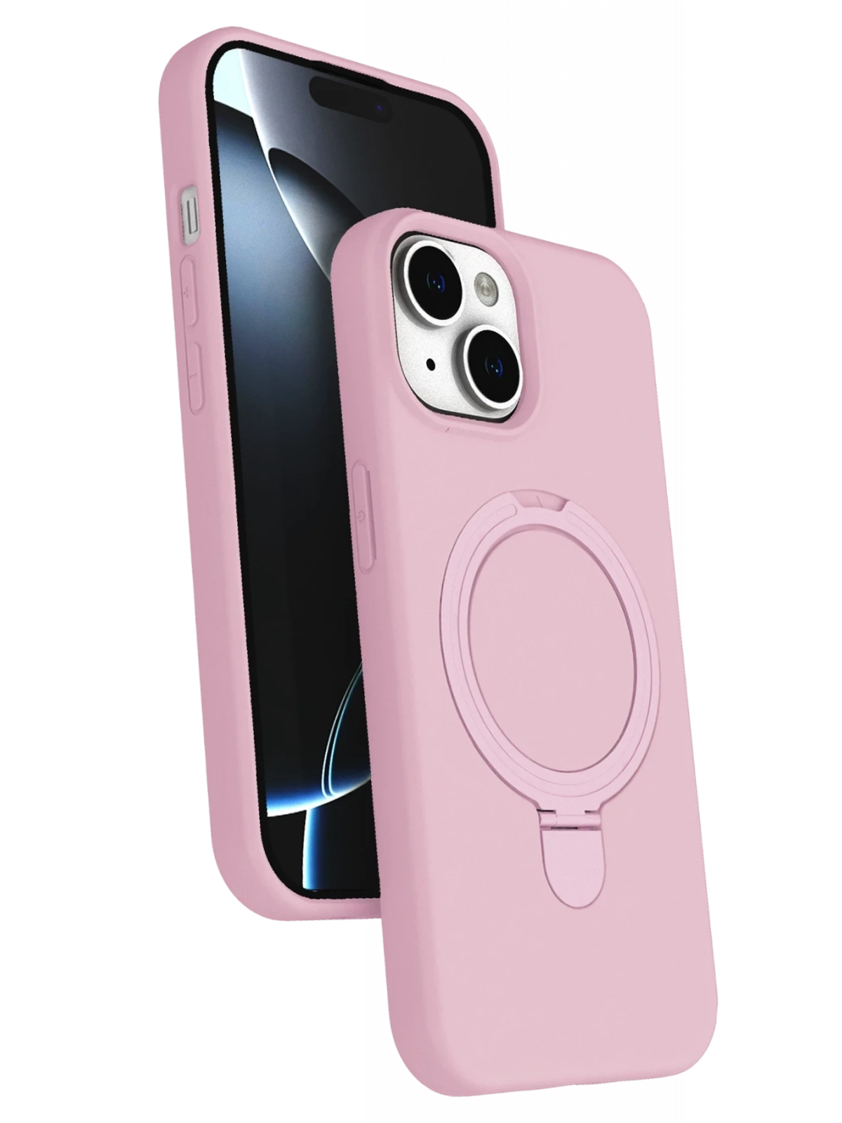Newface Apple iPhone 15 Plus Regal Magsafe Standlı Kapak - Açık Pembe