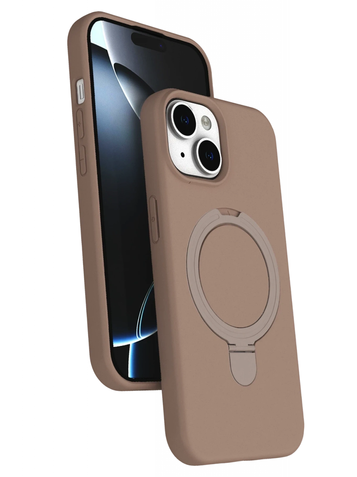 Newface Apple iPhone 15 Plus Regal Magsafe Standlı Kapak - Çöl Titanyum