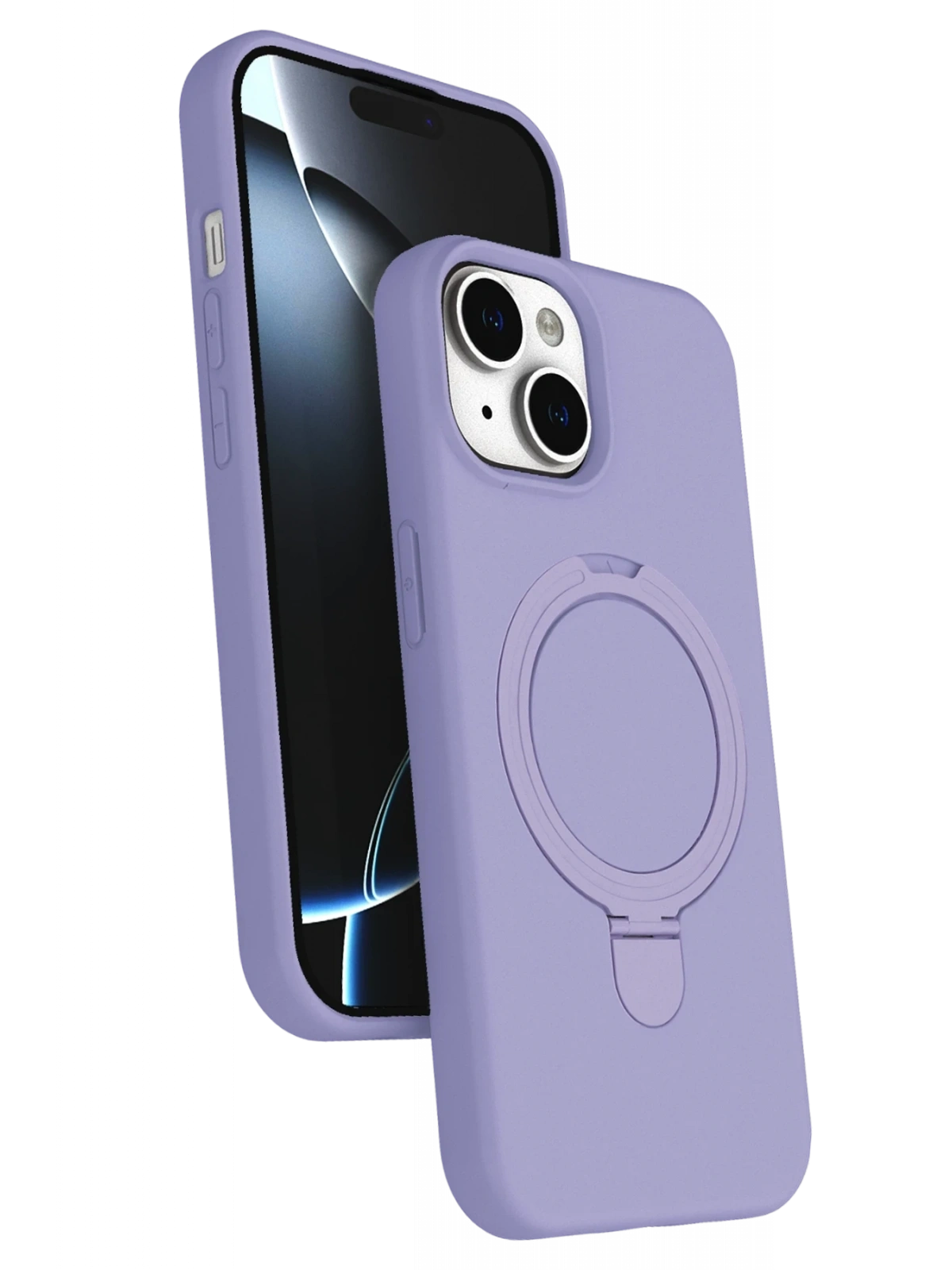 Newface Apple iPhone 15 Plus Regal Magsafe Standlı Kapak - Lila