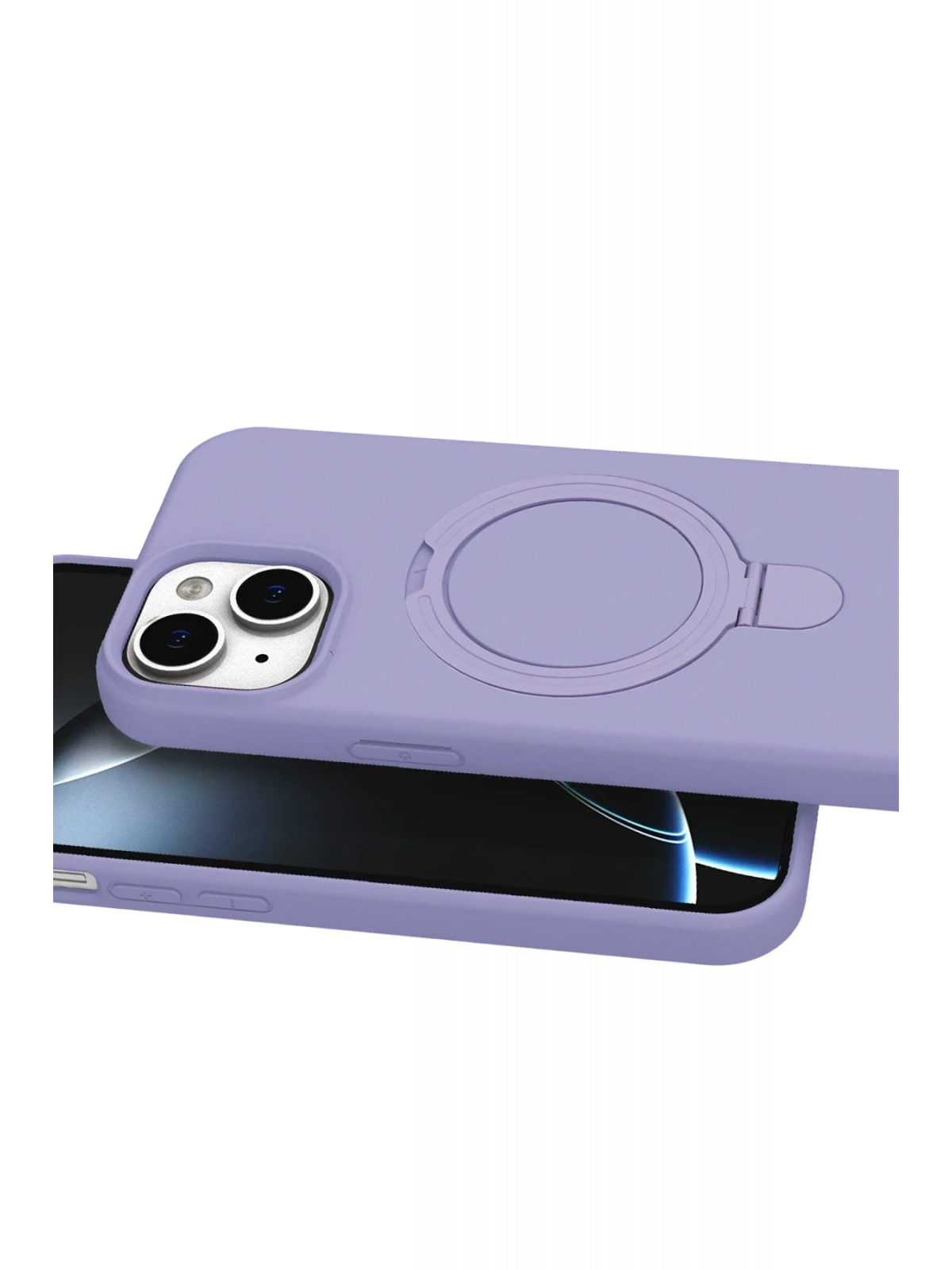 Newface Apple iPhone 15 Plus Regal Magsafe Standlı Kapak - Lila