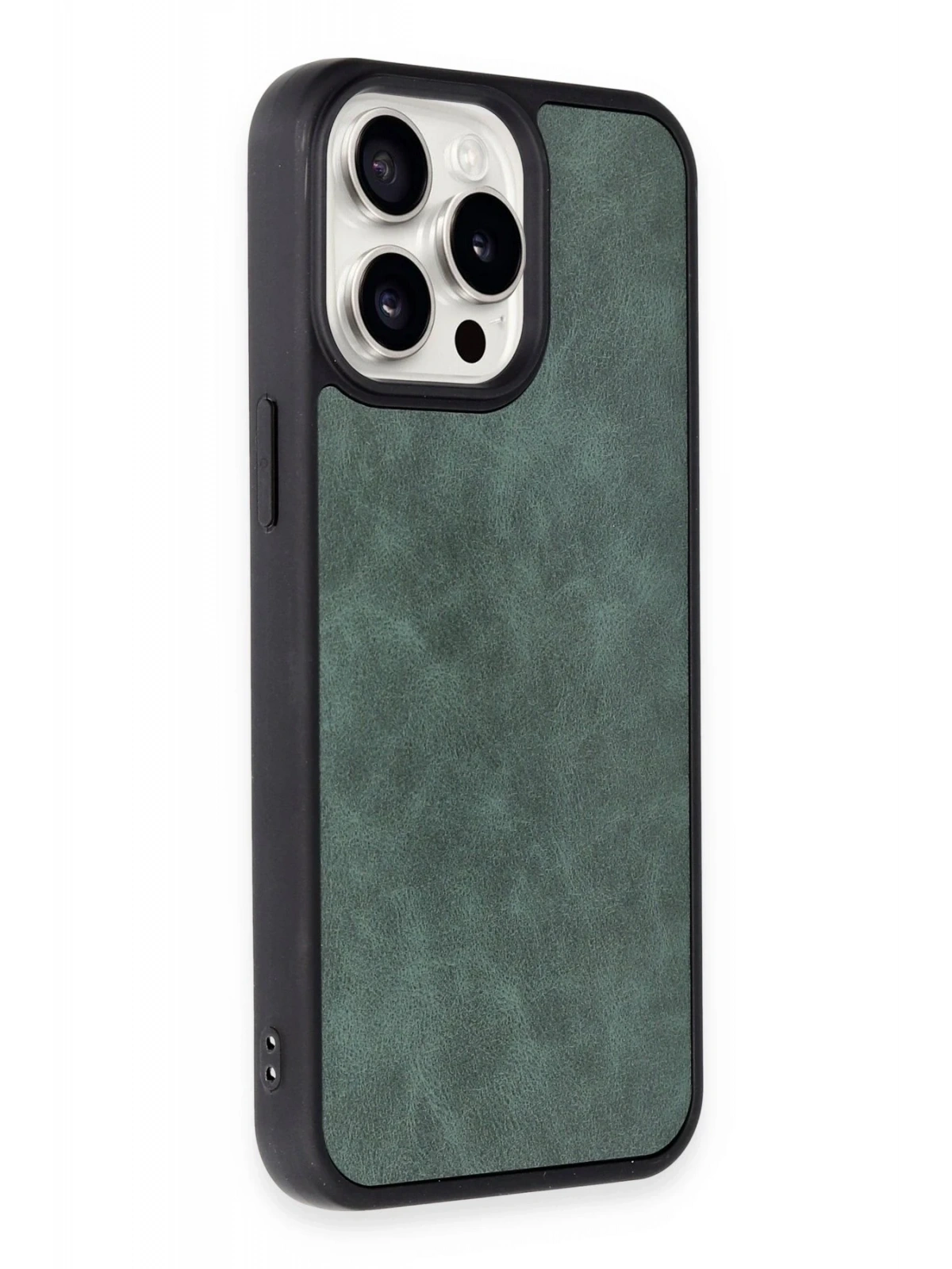 Newface Apple iPhone 15 Pro Max Kılıf Aras Deri Kapak - Koyu Yeşil